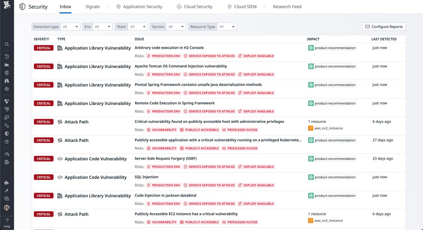 Datadog Security Inbox prioritizes the most pressing issues Datadog Security Inbox prioritizes the most pressing issues