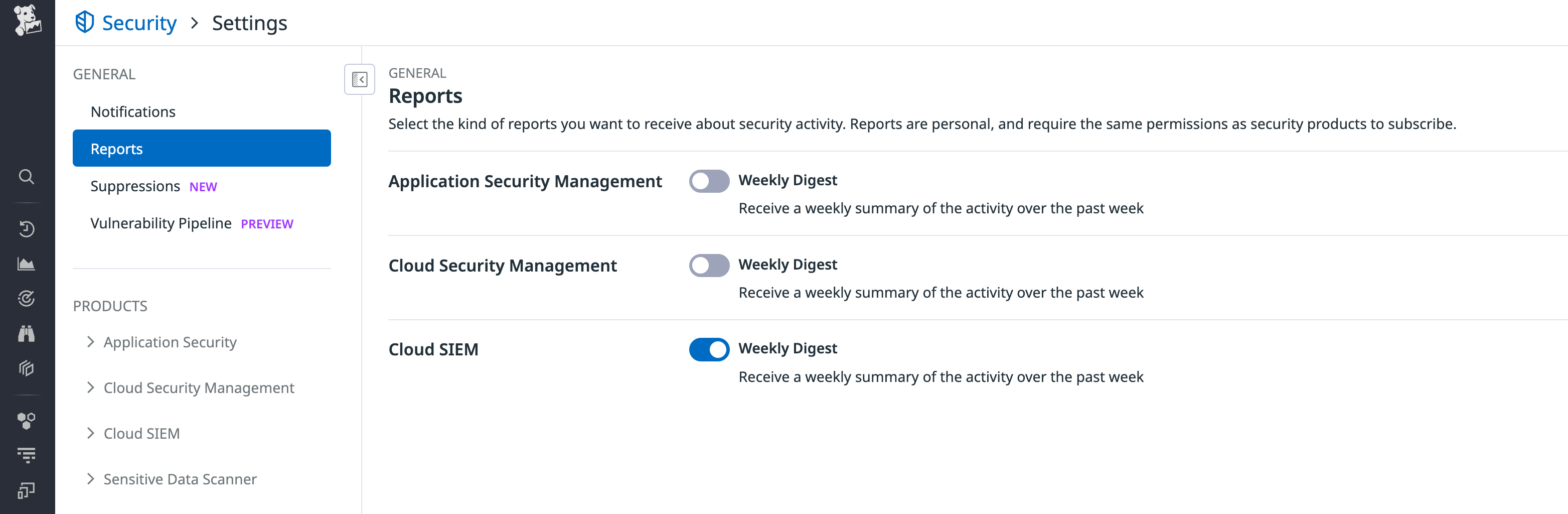 Subscribe to Cloud SIEM reports