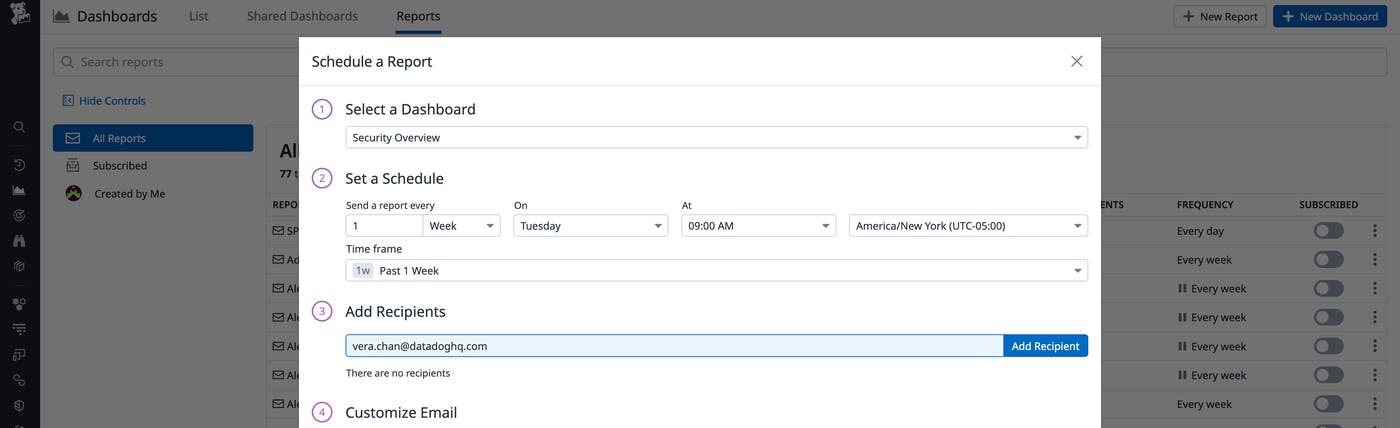 Schedule reports and add recipients Schedule reports and add recipients