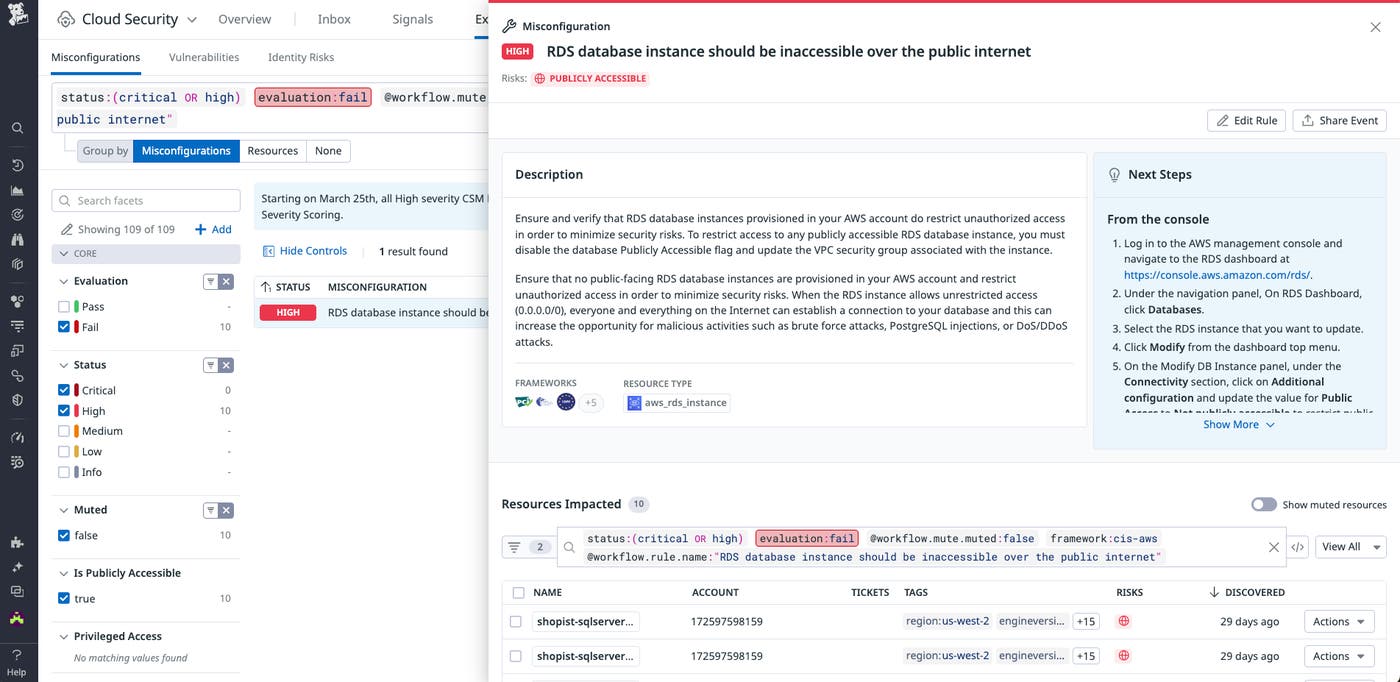 Get details on a misconfigured resource in Cloud Security Get details on a misconfigured resource in Cloud Security