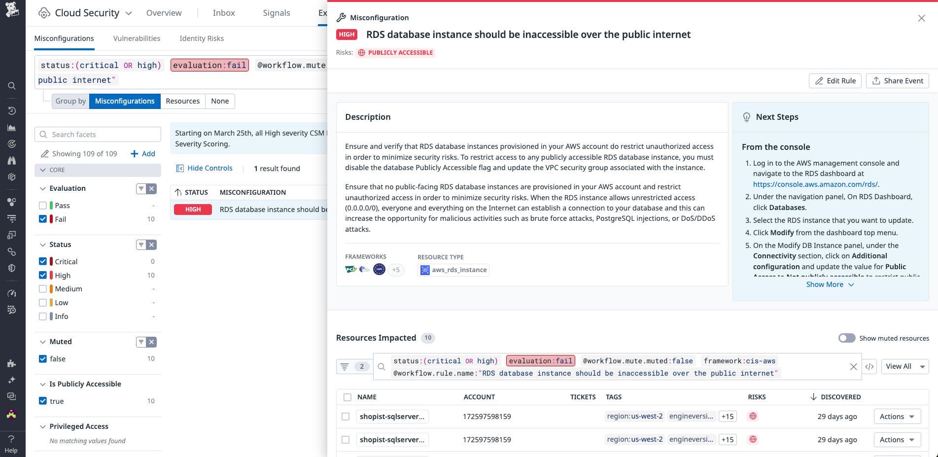 Get details on a misconfigured resource in Cloud Security Get details on a misconfigured resource in Cloud Security