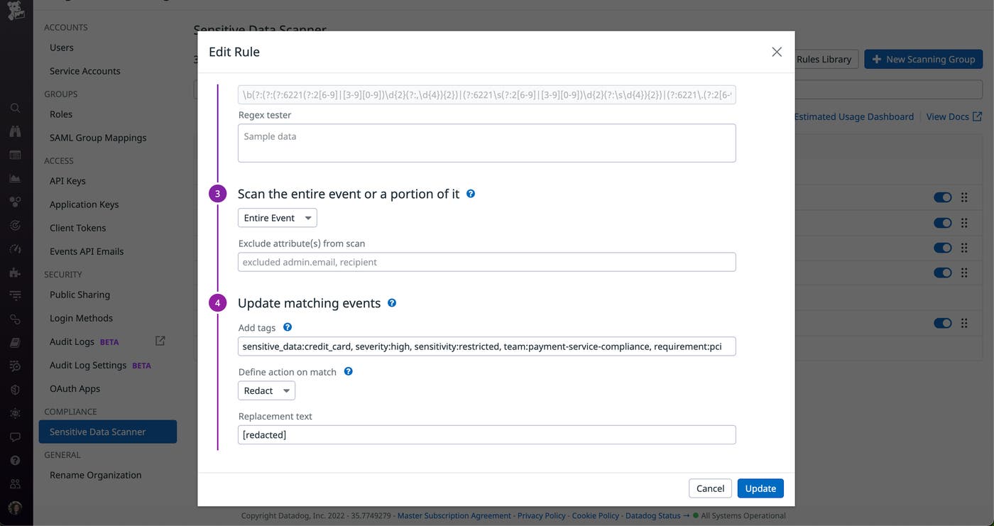 Example data scanner rule Example data scanner rule