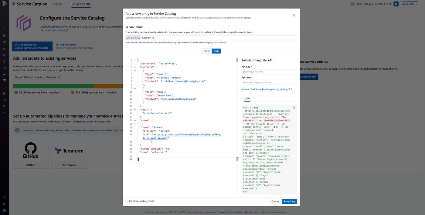 Create a JSON template for new services Create a JSON template for new services