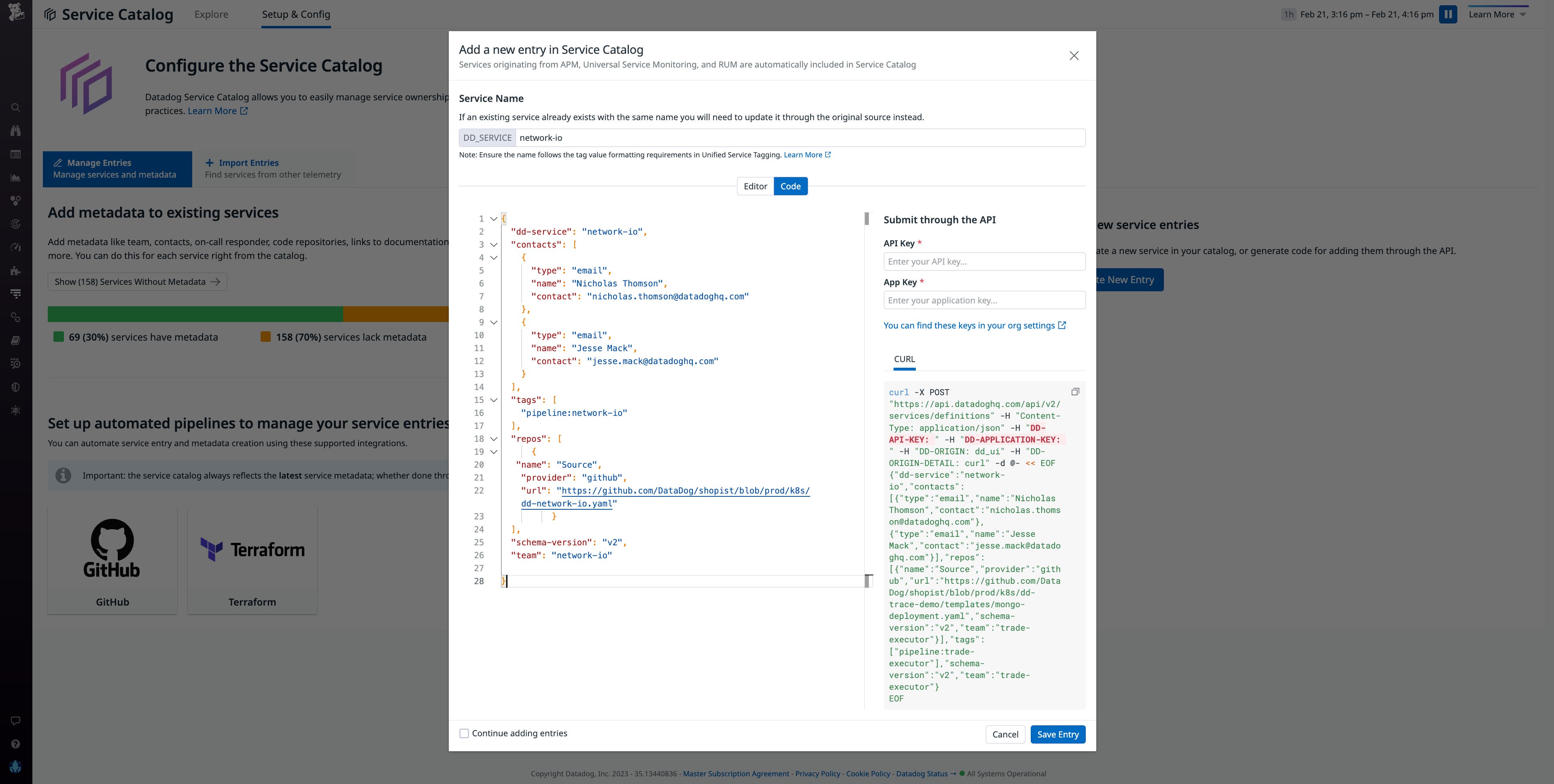 Create a JSON template for new services Create a JSON template for new services