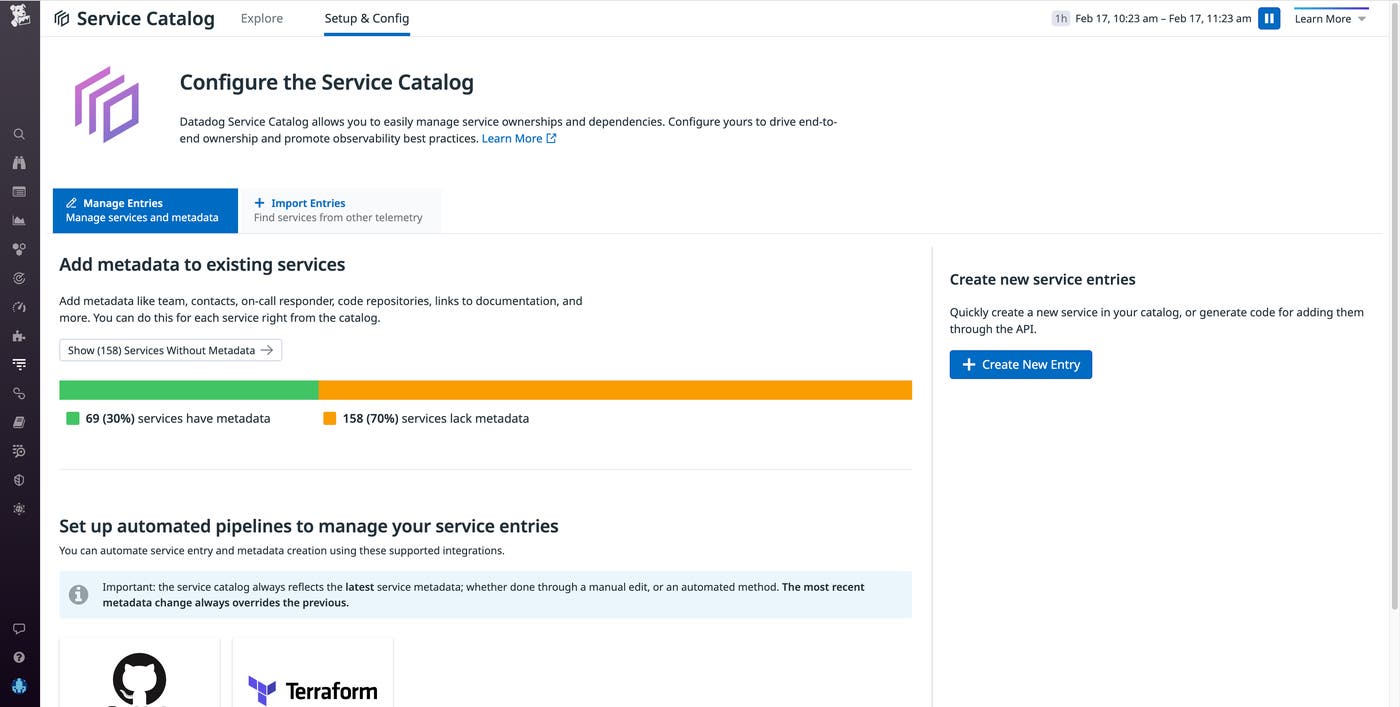 Manage services on the Setup & Config page Manage services on the Setup & Config page