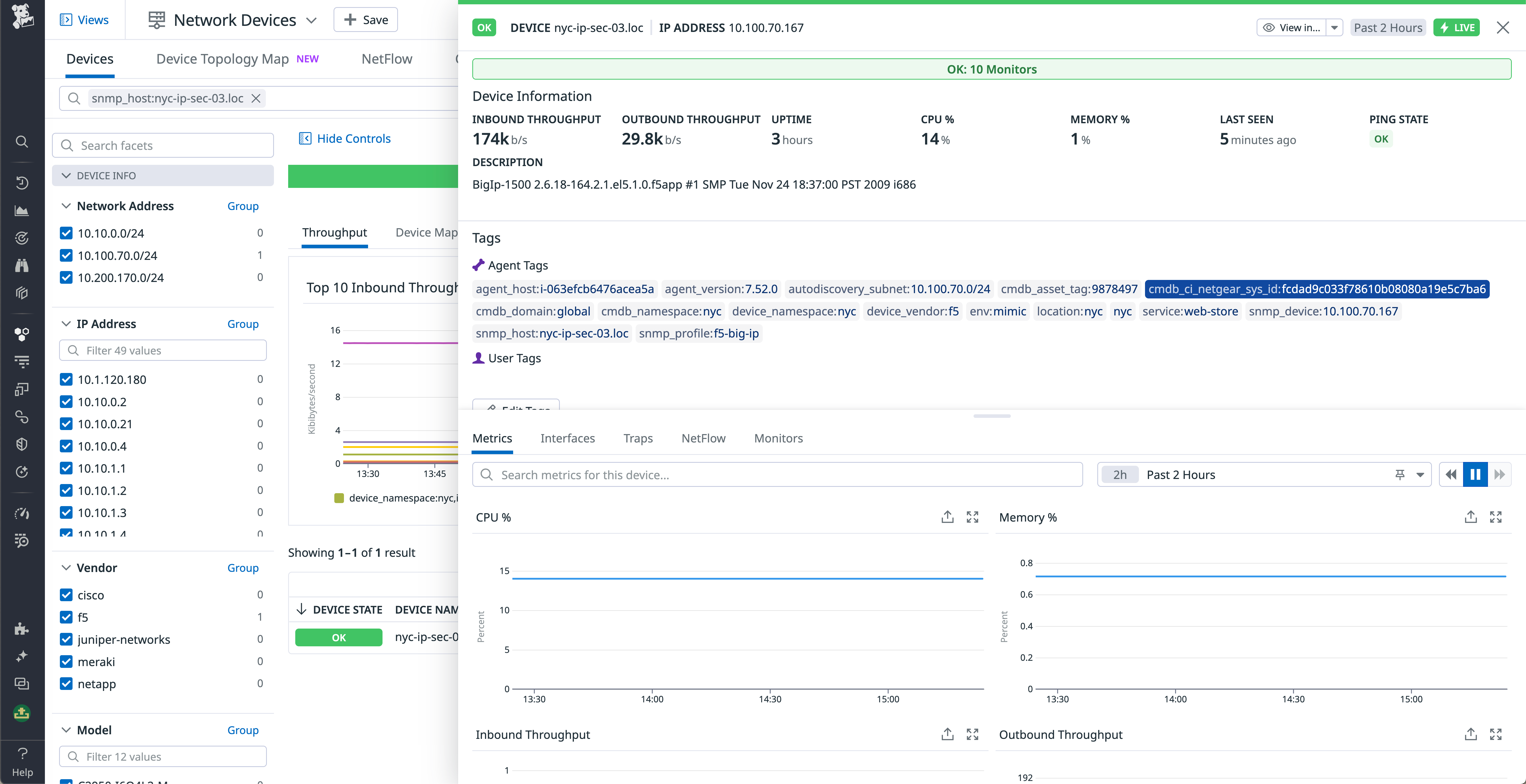 ServiceNow network device tagging in Datadog NDM