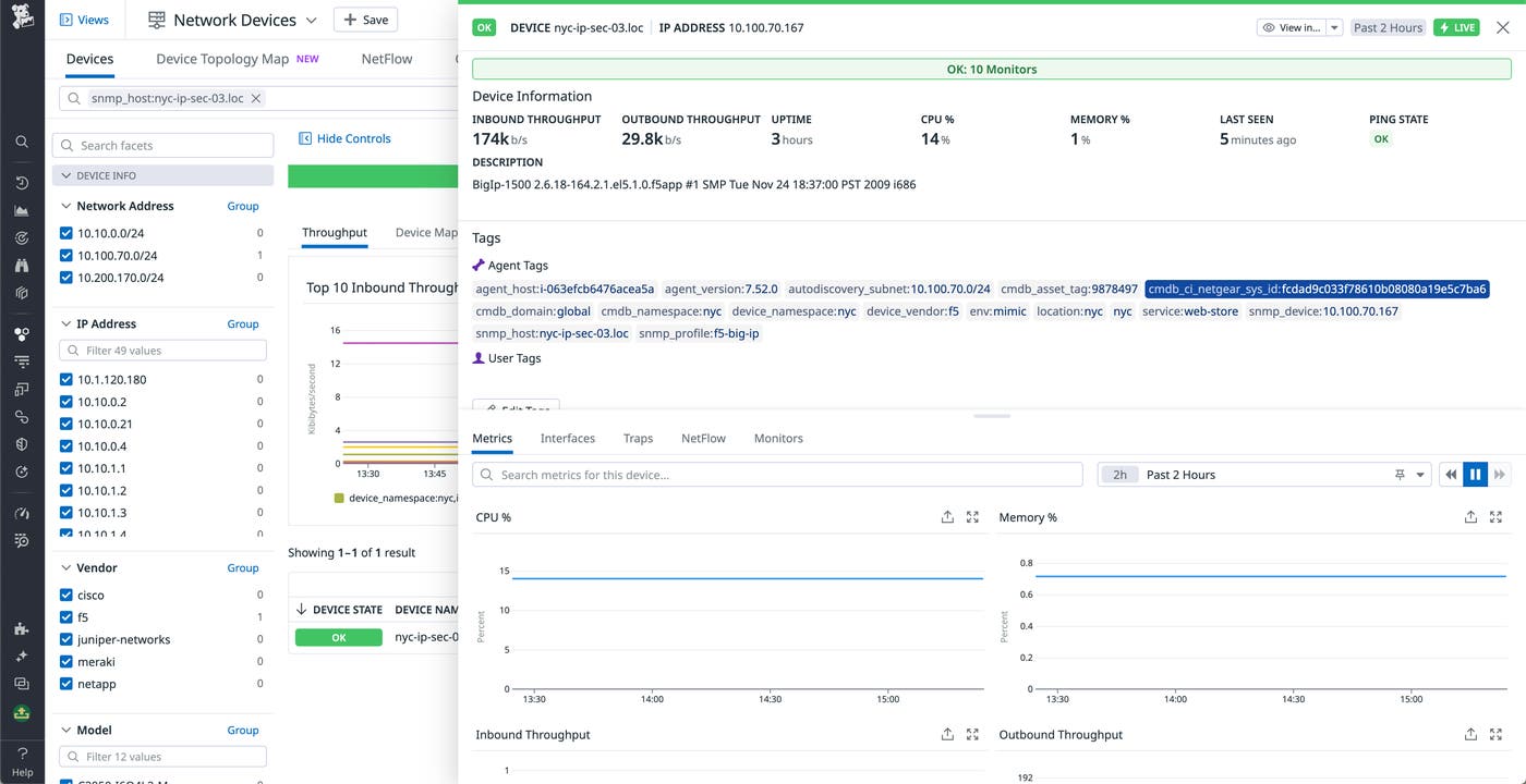 ServiceNow network device tagging in Datadog NDM ServiceNow network device tagging in Datadog NDM
