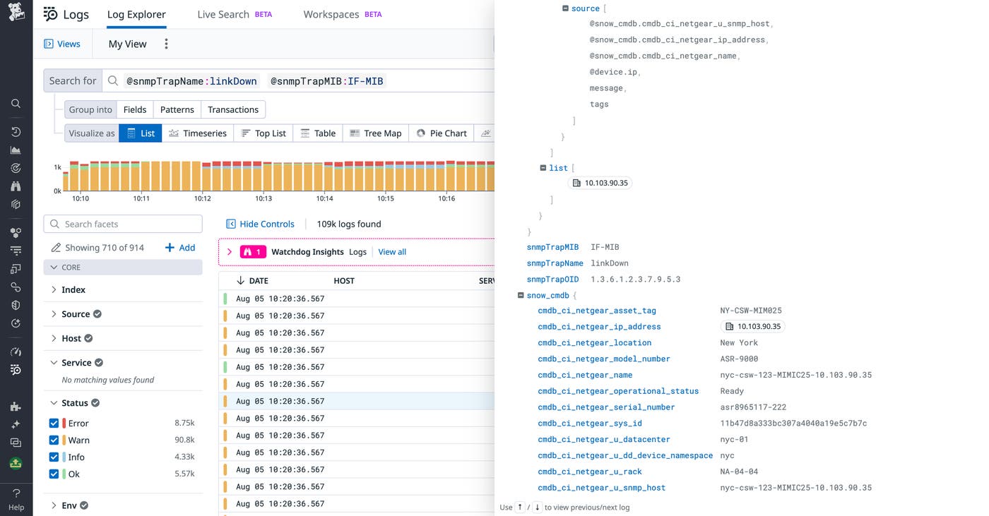 Reference table mapped values in a network device log Reference table mapped values in a network device log