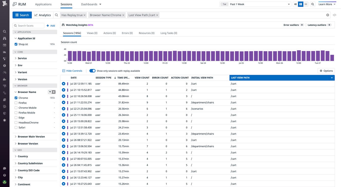 Session Replays query Session Replays query