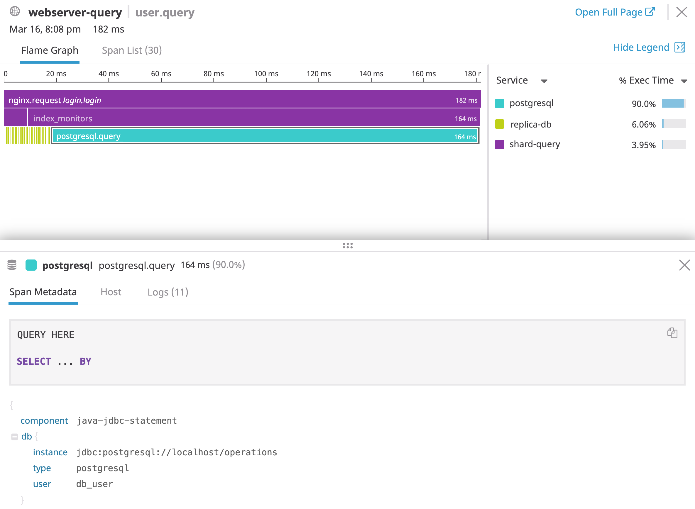 tracing a postgres query