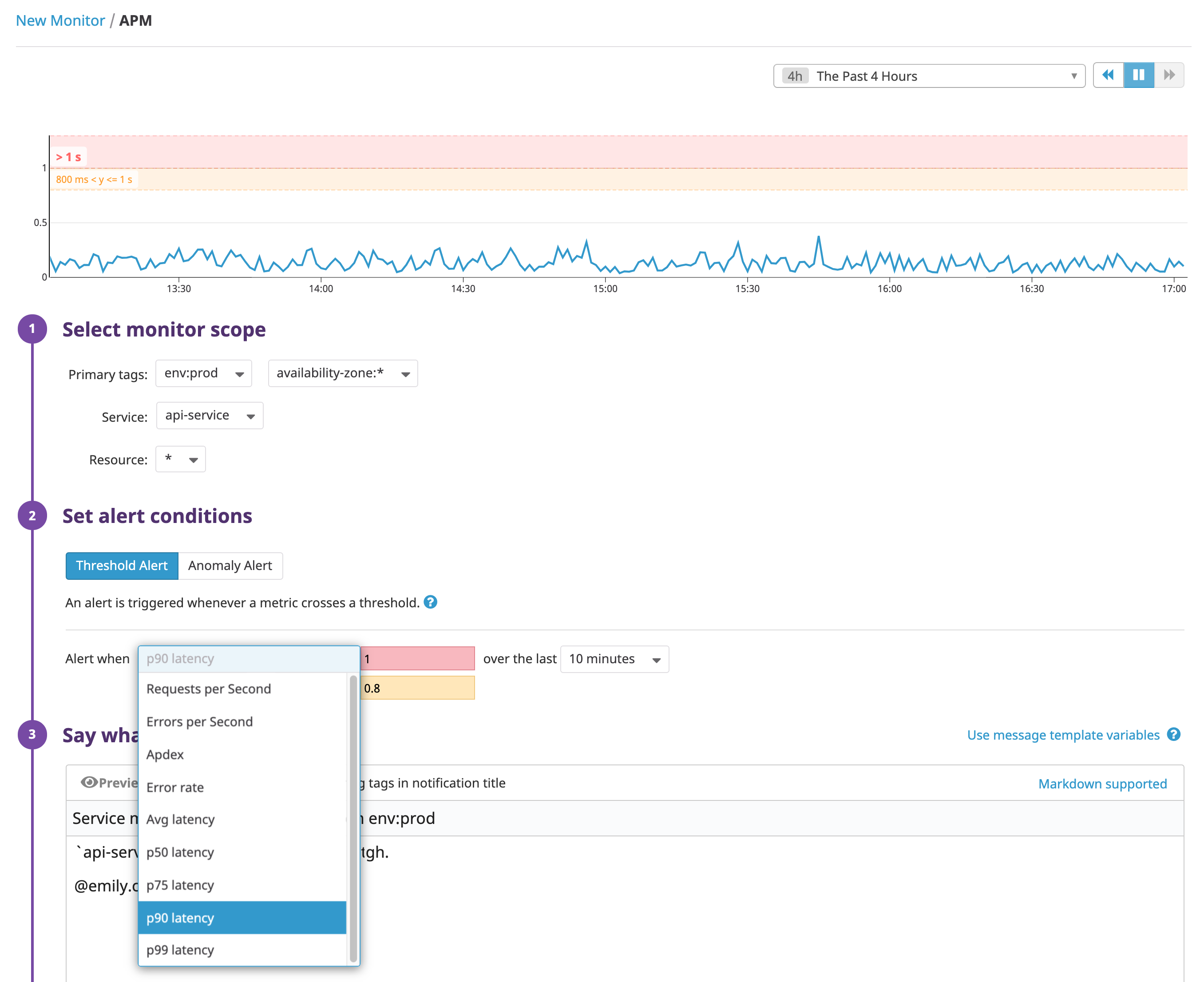 APM alerts in Datadog