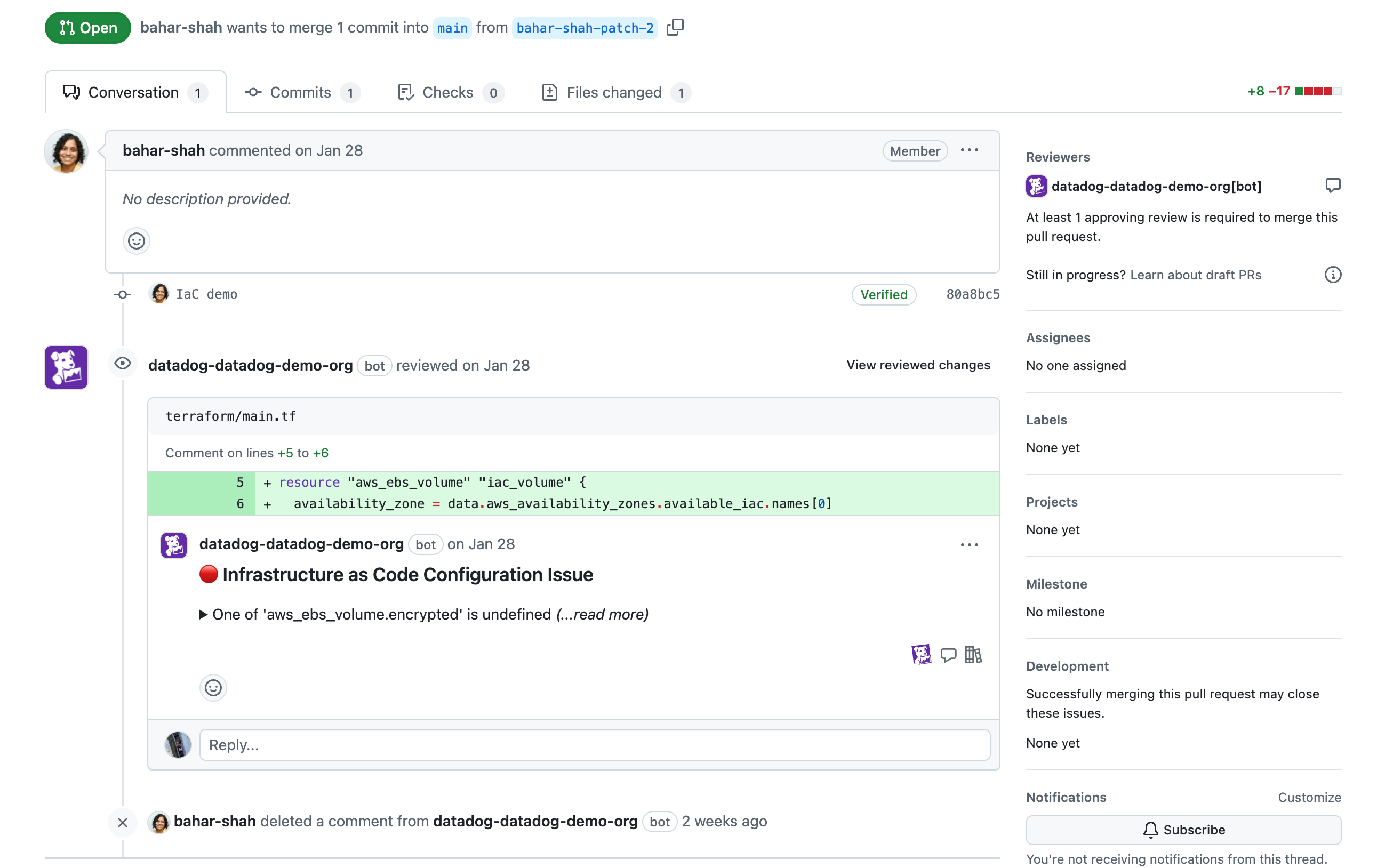 Cloud Security integrates with GitHub to automatically surface infrastructure misconfigurations in your pull requests.