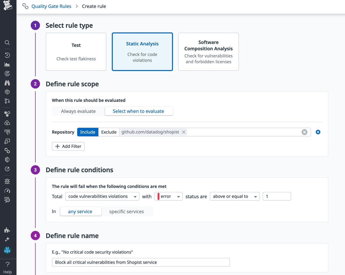 Block deployments that introduce critical vulnerabilities using Datadog Quality Gates. Block deployments that introduce critical vulnerabilities using Datadog Quality Gates.