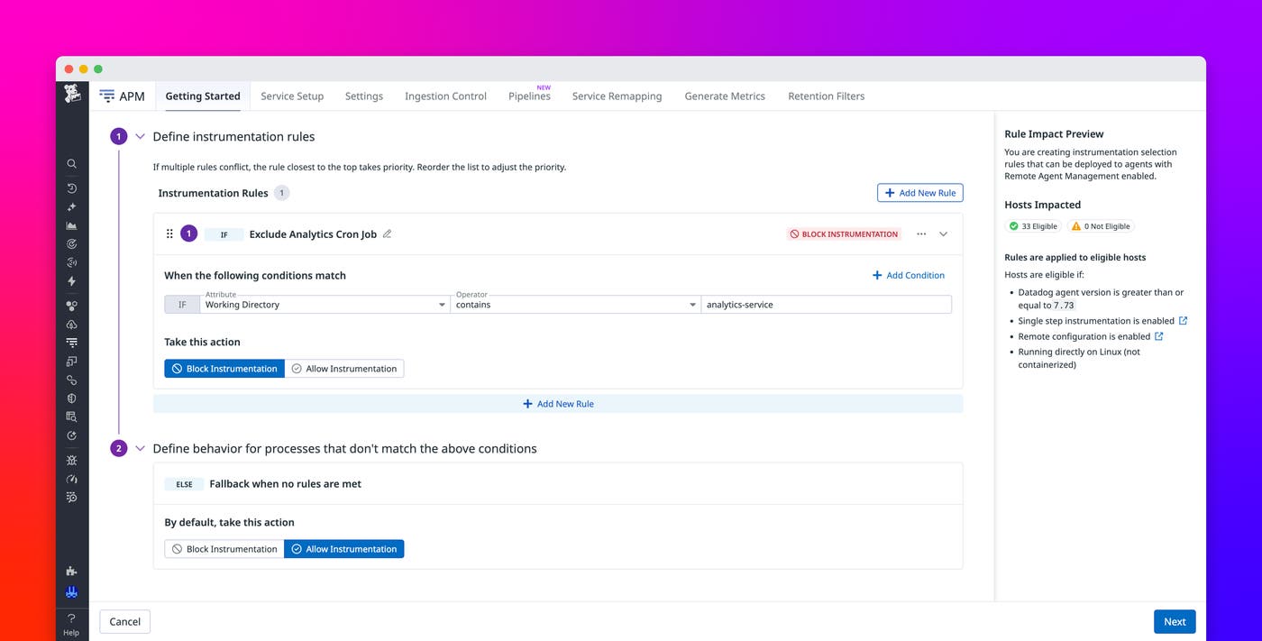 Manage service tracing across hosts with Single Step Instrumentation rules Manage service tracing across hosts with Single Step Instrumentation rules