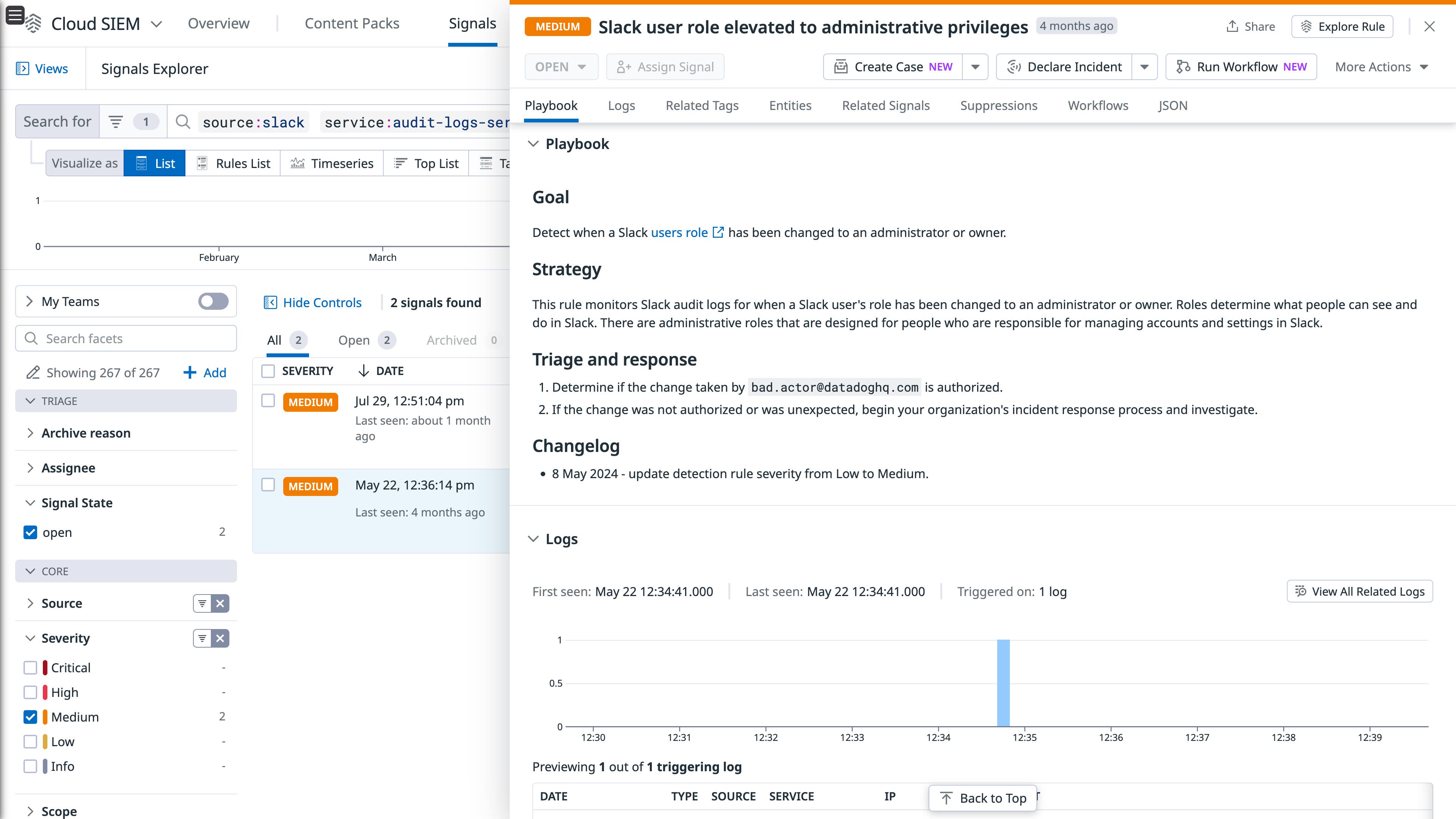 A playbook providing response guidance to a signal related to a Slack user role being been elevated to an administrator A playbook providing response guidance to a signal related to a Slack user role being been elevated to an administrator