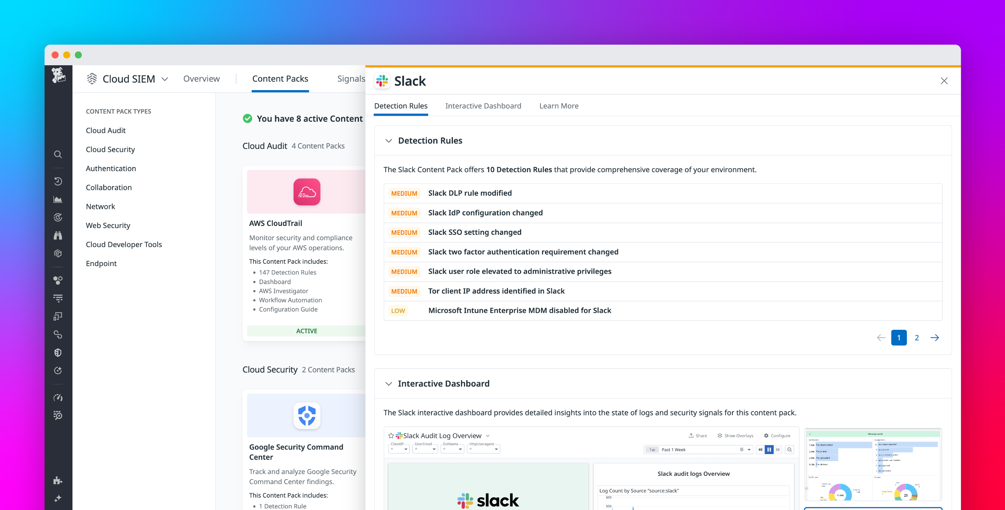 Monitor Slack audit logs with Datadog Cloud SIEM