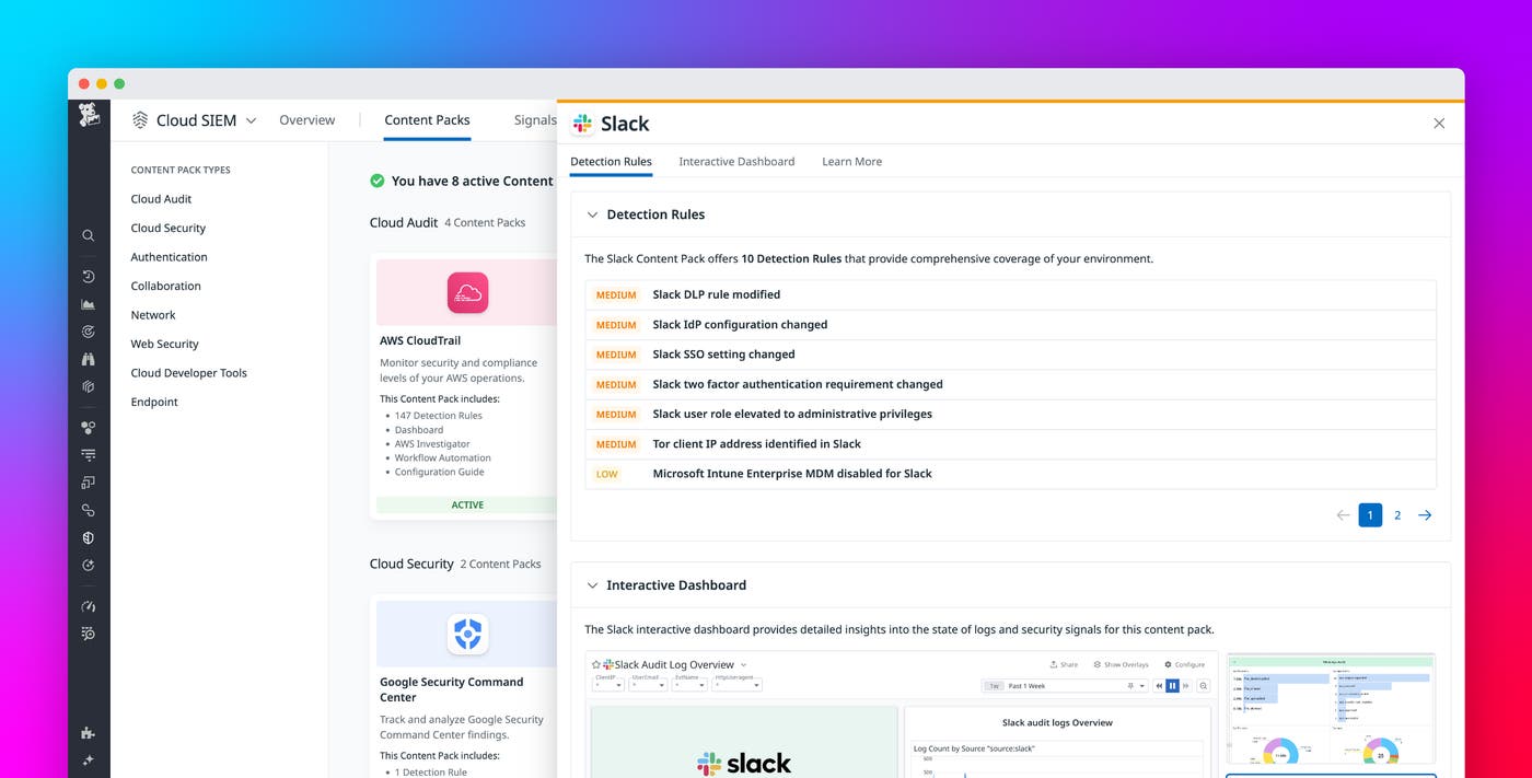 Monitor Slack audit logs with Datadog Cloud SIEM Monitor Slack audit logs with Datadog Cloud SIEM