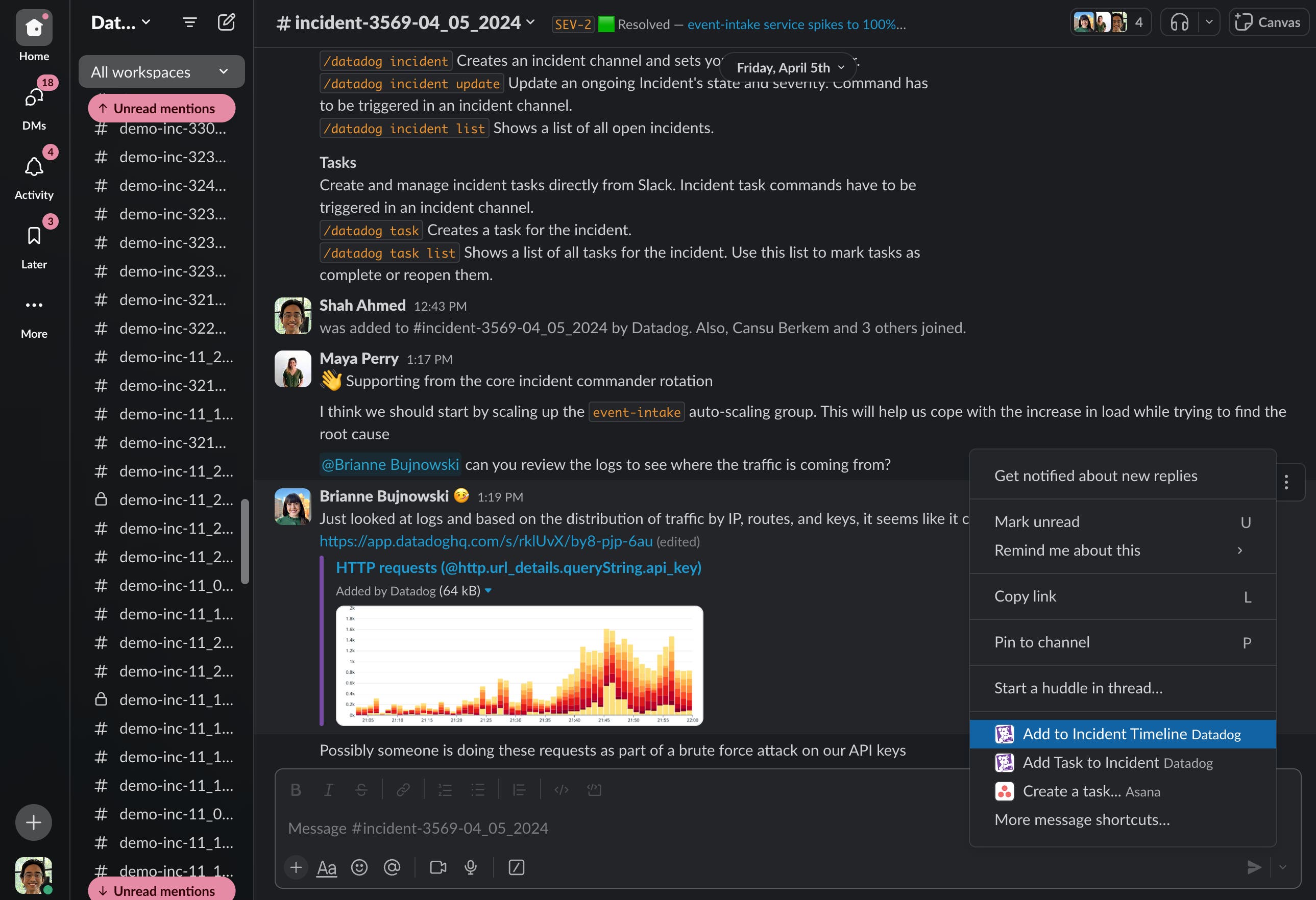 Add any Slack message to an incident timeline in a few clicks Add any Slack message to an incident timeline in a few clicks