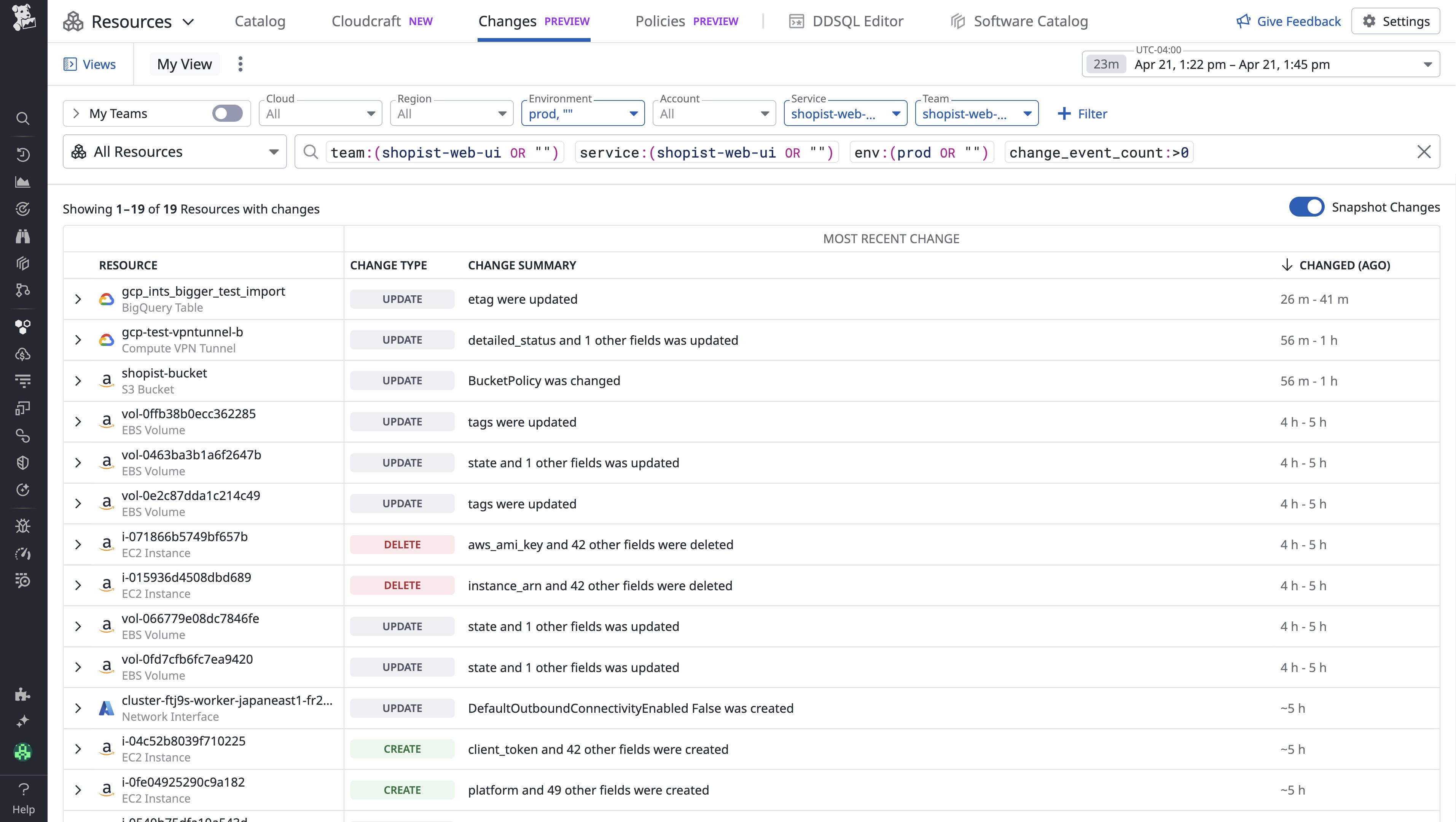 A list of changes for the shopist-web-ui service across AWS, Google Cloud, and Azure resources. A list of changes for the shopist-web-ui service across AWS, Google Cloud, and Azure resources.