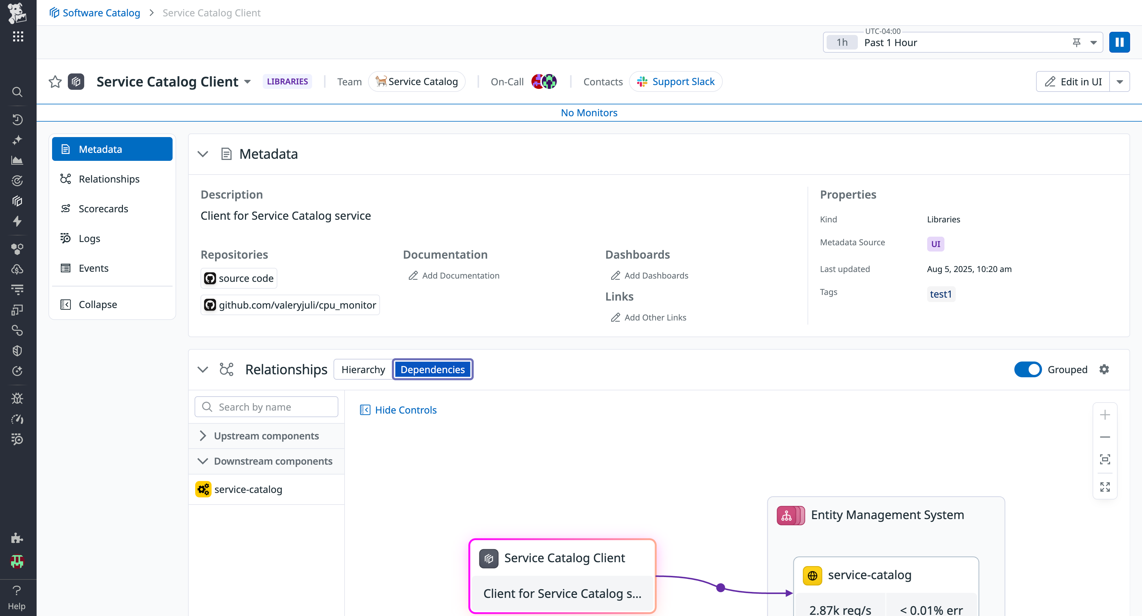 Metadata for a custom library entity.