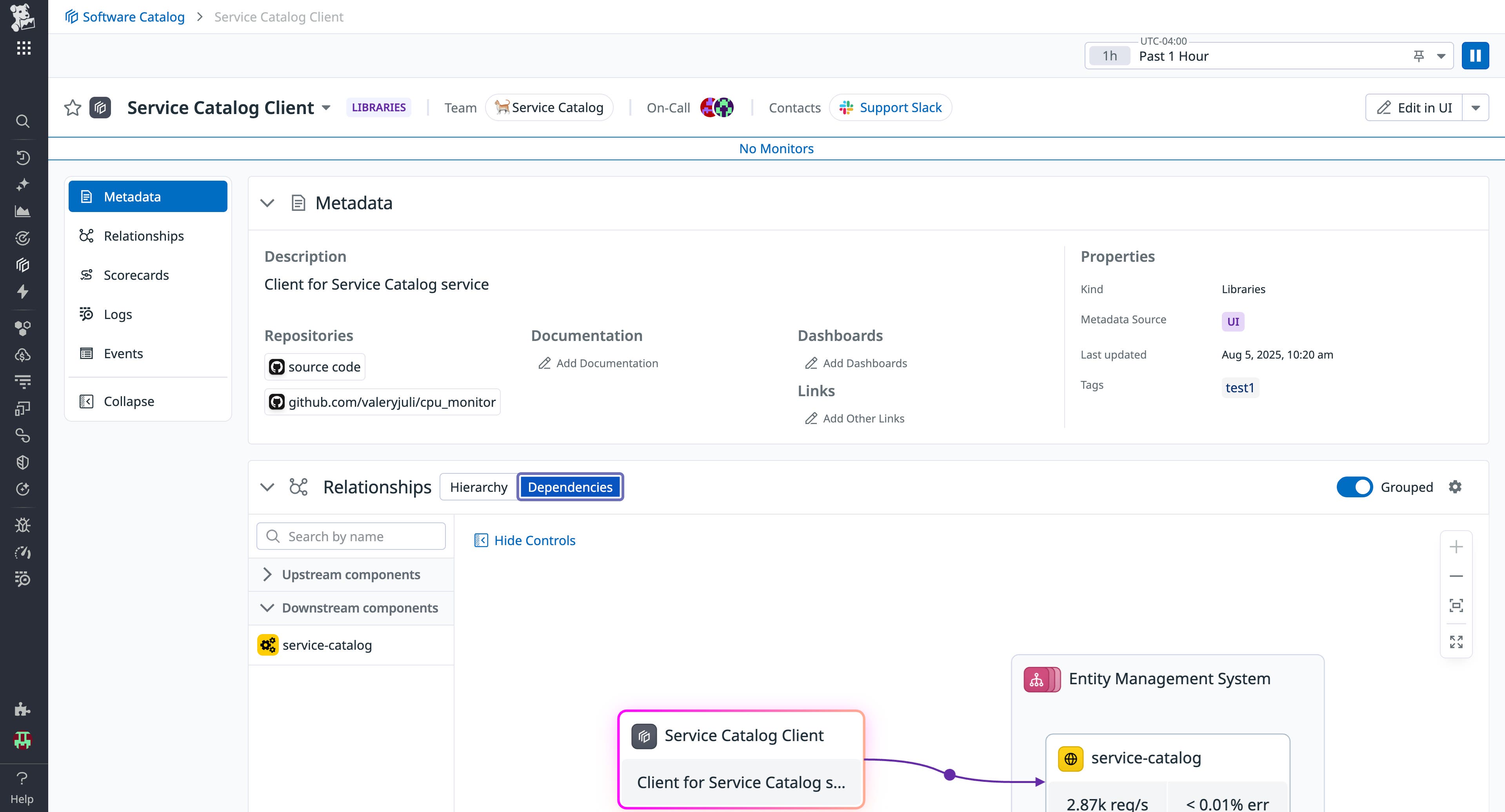 Metadata for a custom library entity. Metadata for a custom library entity.