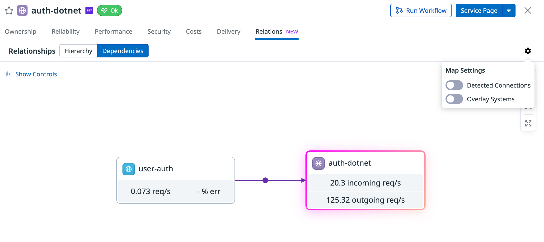 Dependency appears when Detected Connections option is off