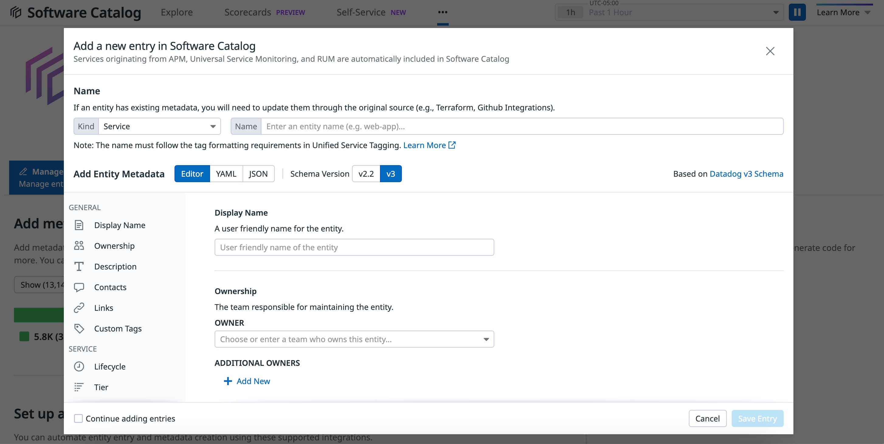 Adding a new entry in Service Catalog Adding a new entry in Service Catalog