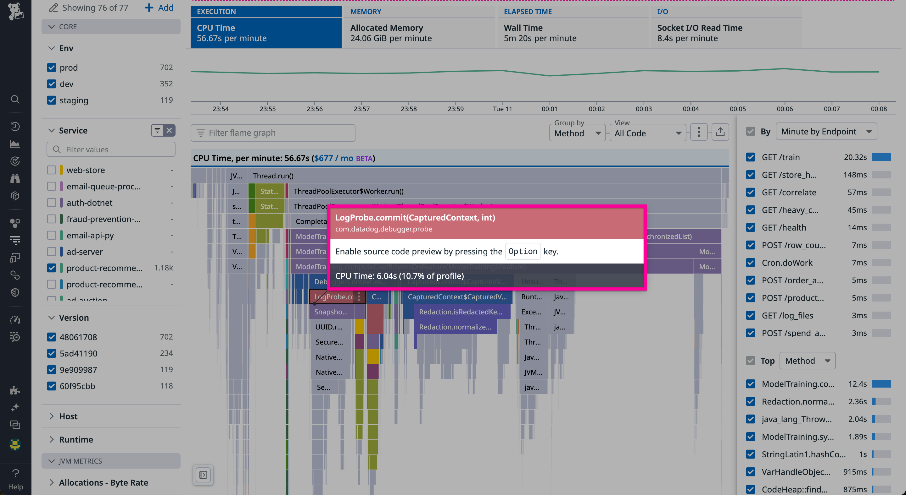 Tooltip to enable source code preview by pressing the Option key