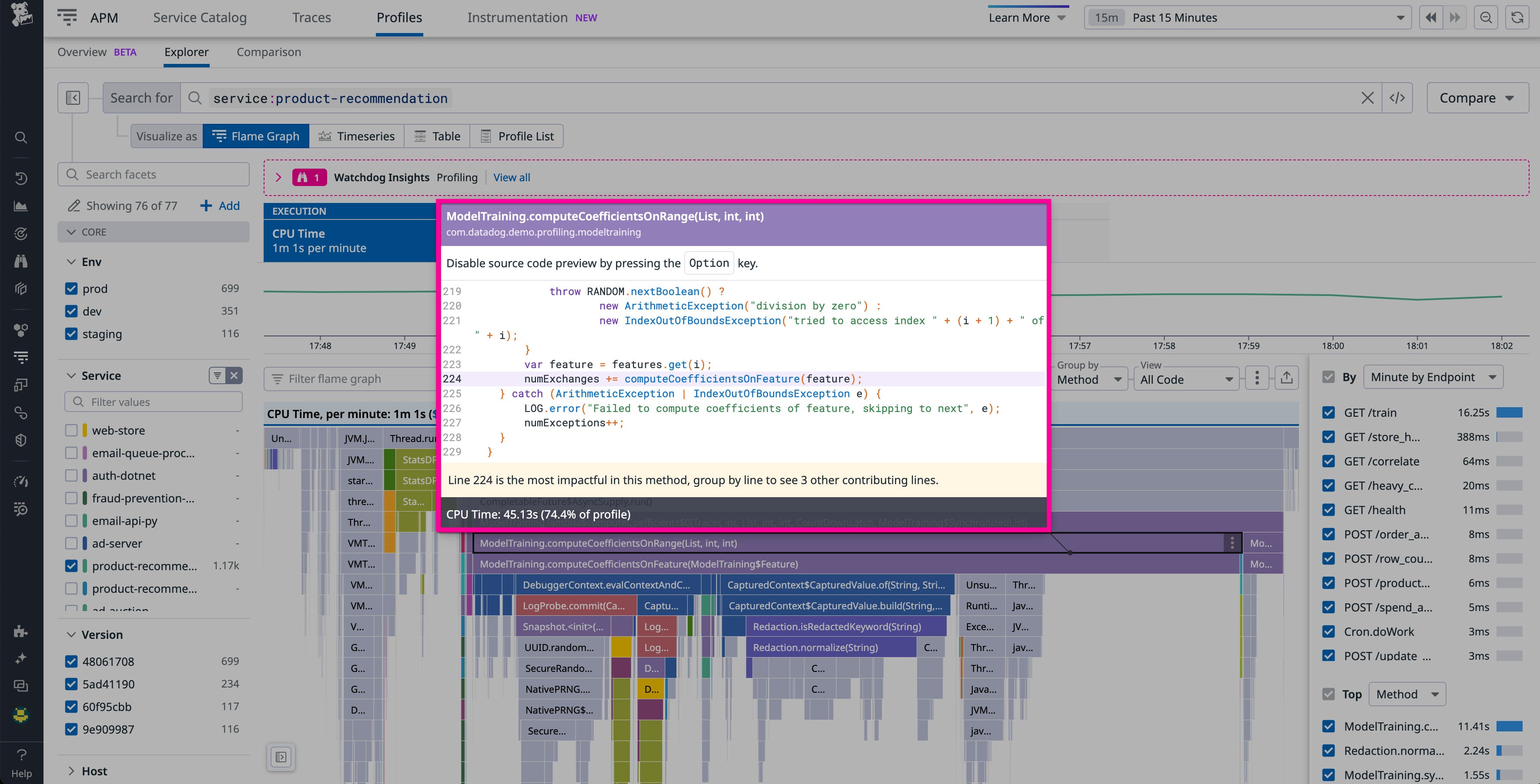 Tooltip displaying snippet of code associated with flamegraph cell Tooltip displaying snippet of code associated with flamegraph cell