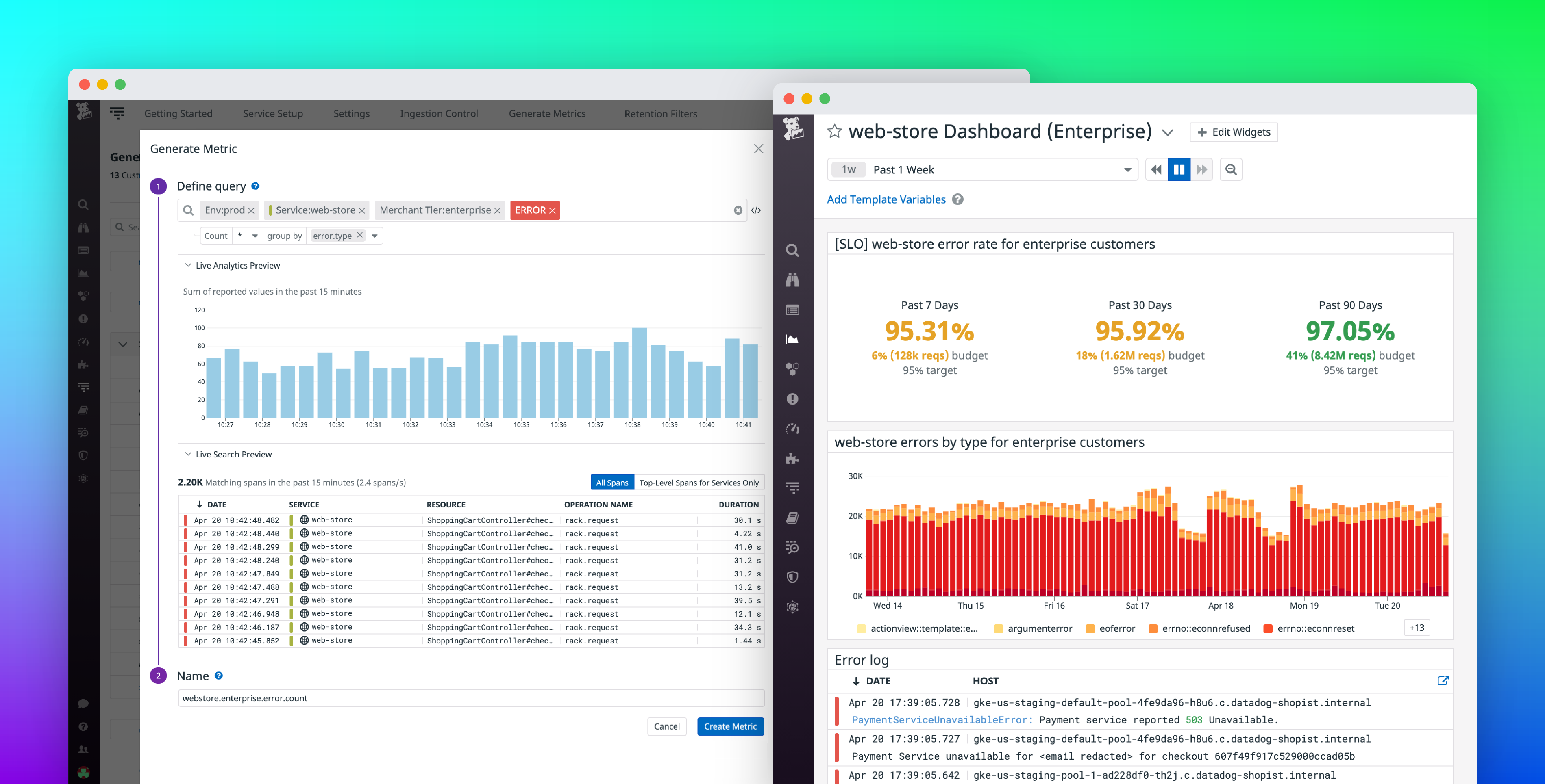 Generate span-based metrics to track historical trends in application performance
