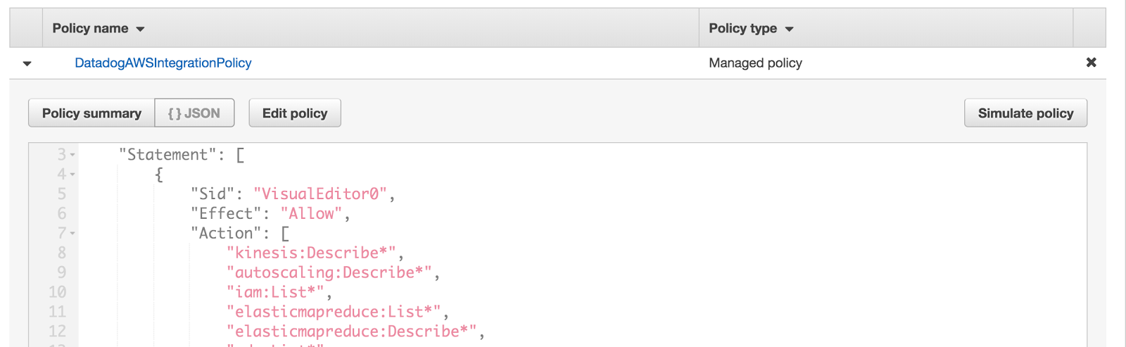 Ensure that the AWS role for Datadog has the proper permissions to gather EMR metrics