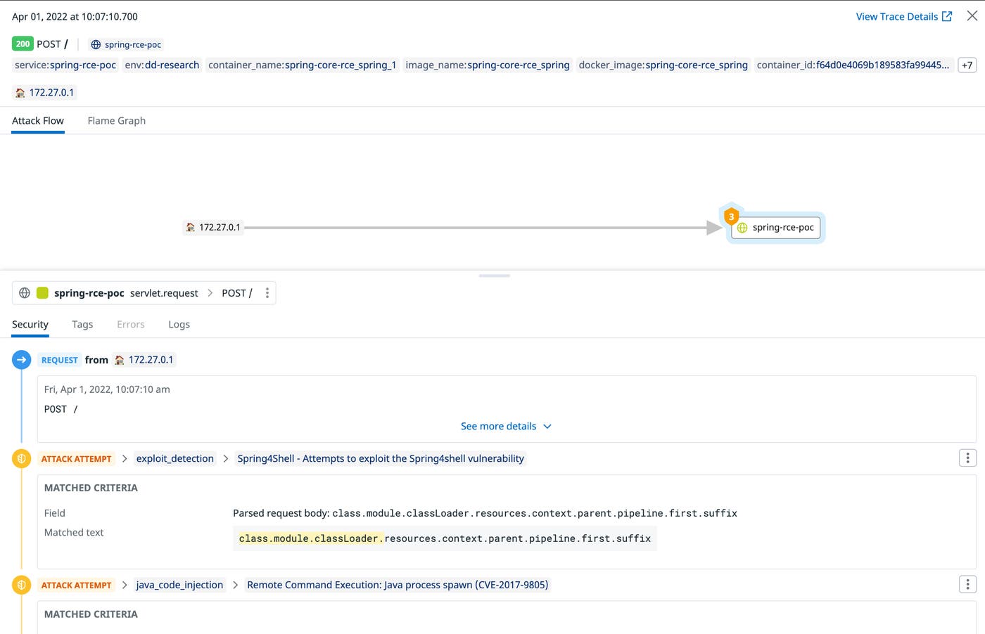 Datadog AppSec Spring4Shell classloader Datadog AppSec Spring4Shell classloader