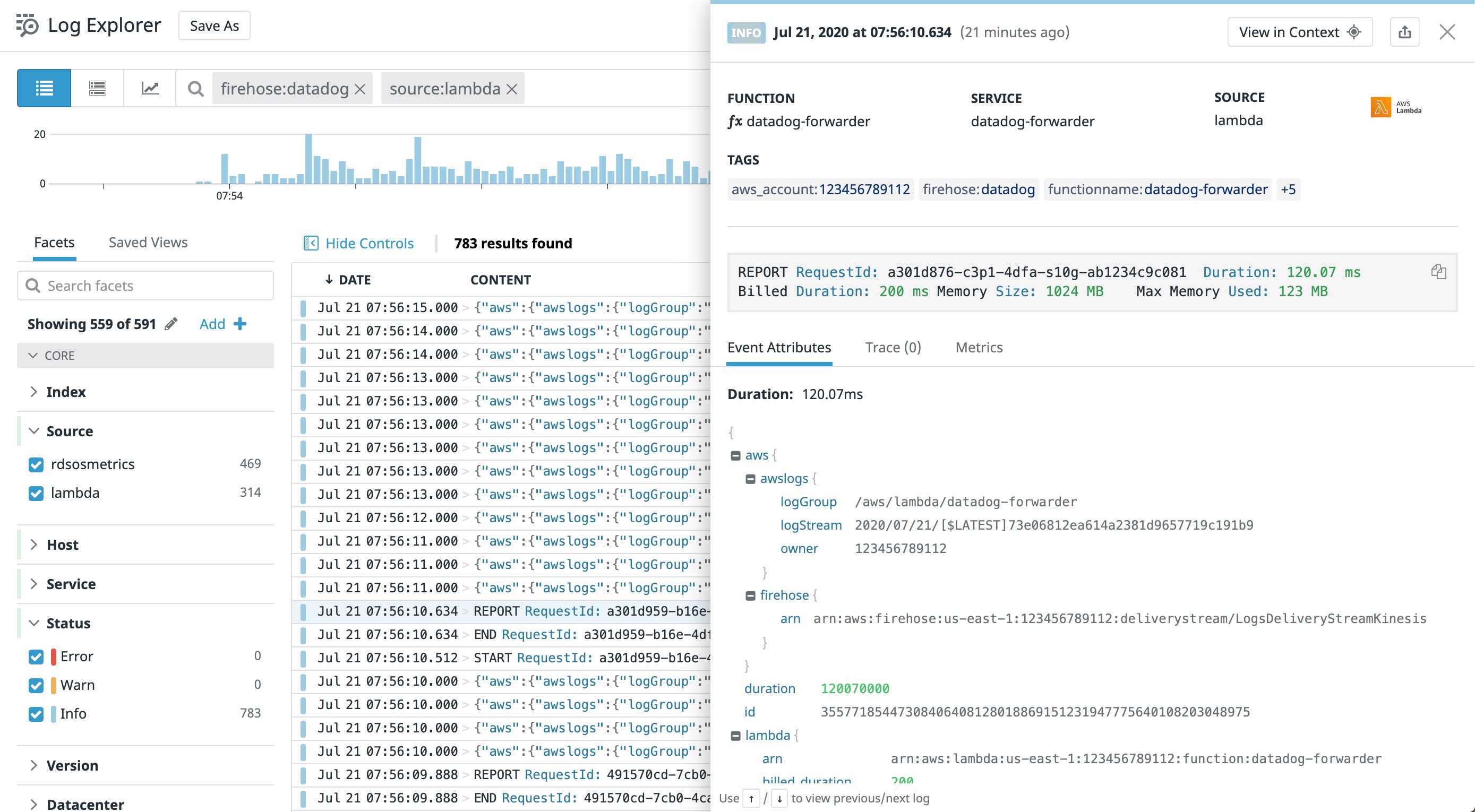 View AWS service logs from an Amazon Data Firehose delivery stream in Datadog View AWS service logs from an Amazon Data Firehose delivery stream in Datadog