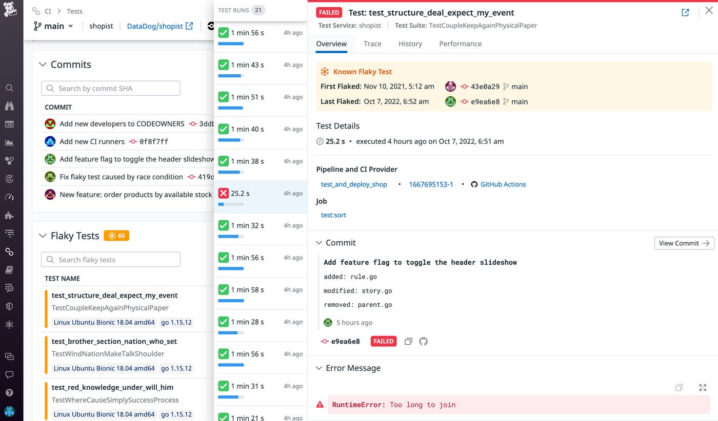 Automatically detect flaky tests with Datadog CI Visibility Automatically detect flaky tests with Datadog CI Visibility