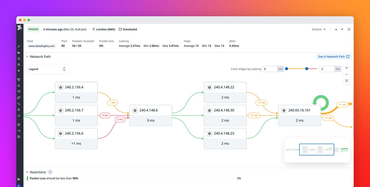 Understand user experience through network performance with Datadog Synthetic Monitoring Understand user experience through network performance with Datadog Synthetic Monitoring