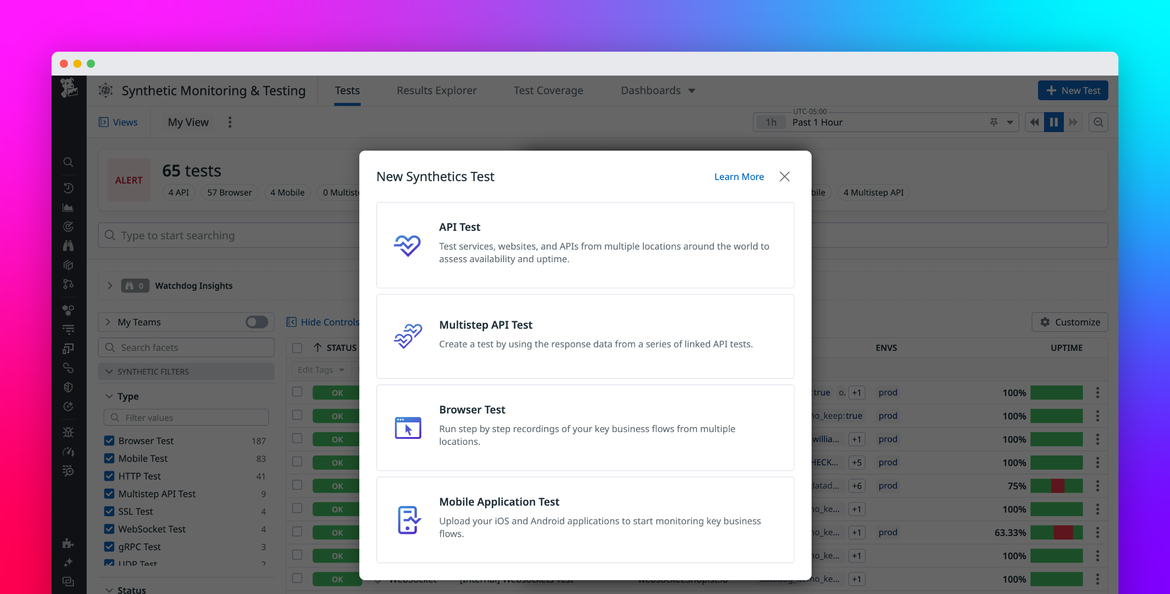 Start monitoring user experiences faster with simplified test creation in Synthetic Monitoring
