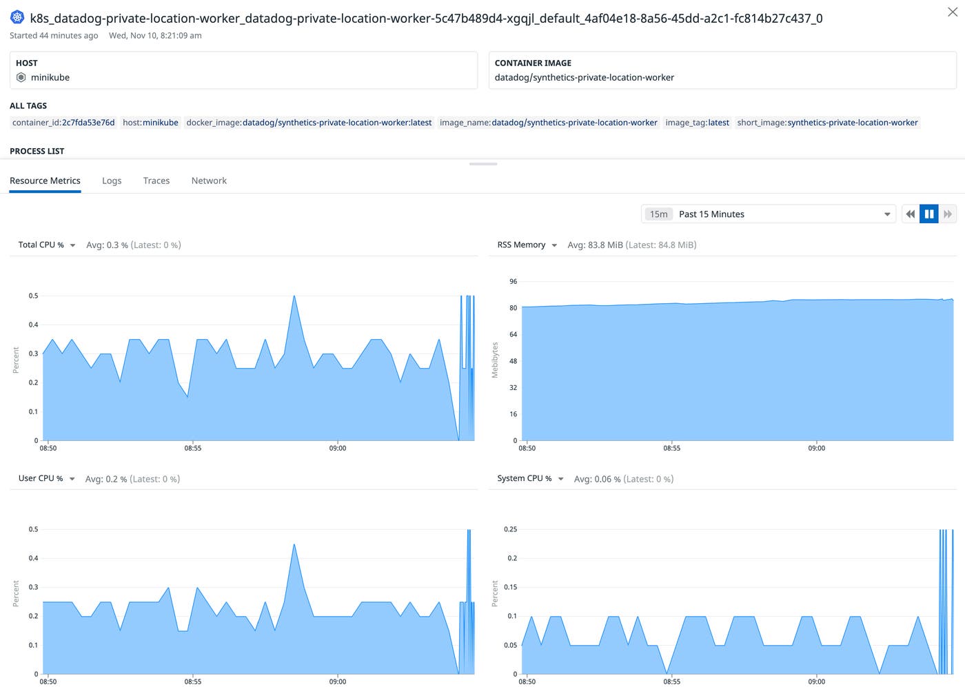 Runtime metrics for private location containers Runtime metrics for private location containers