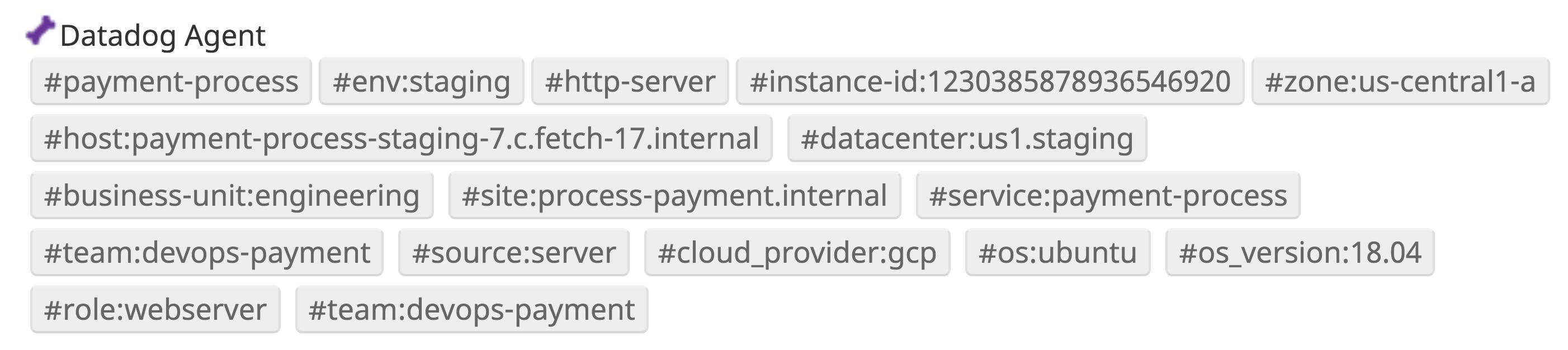 Tags collected by the Agent Tags collected by the Agent