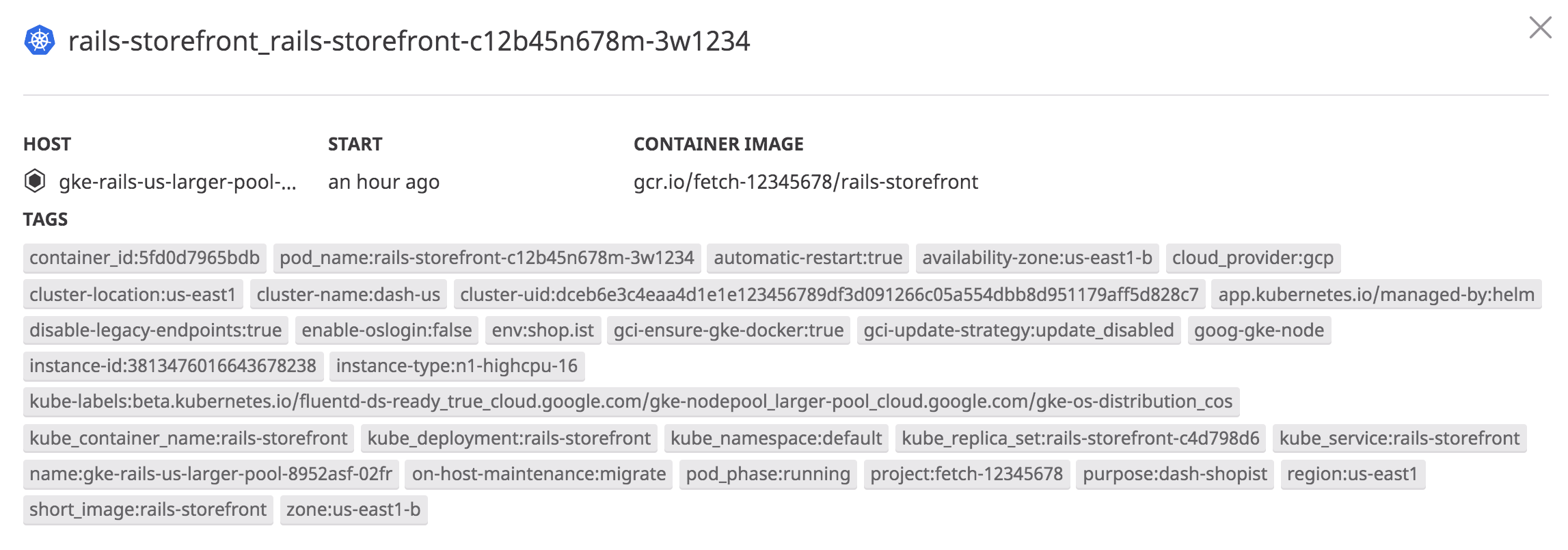 Kubernetes tags ingested by Datadog