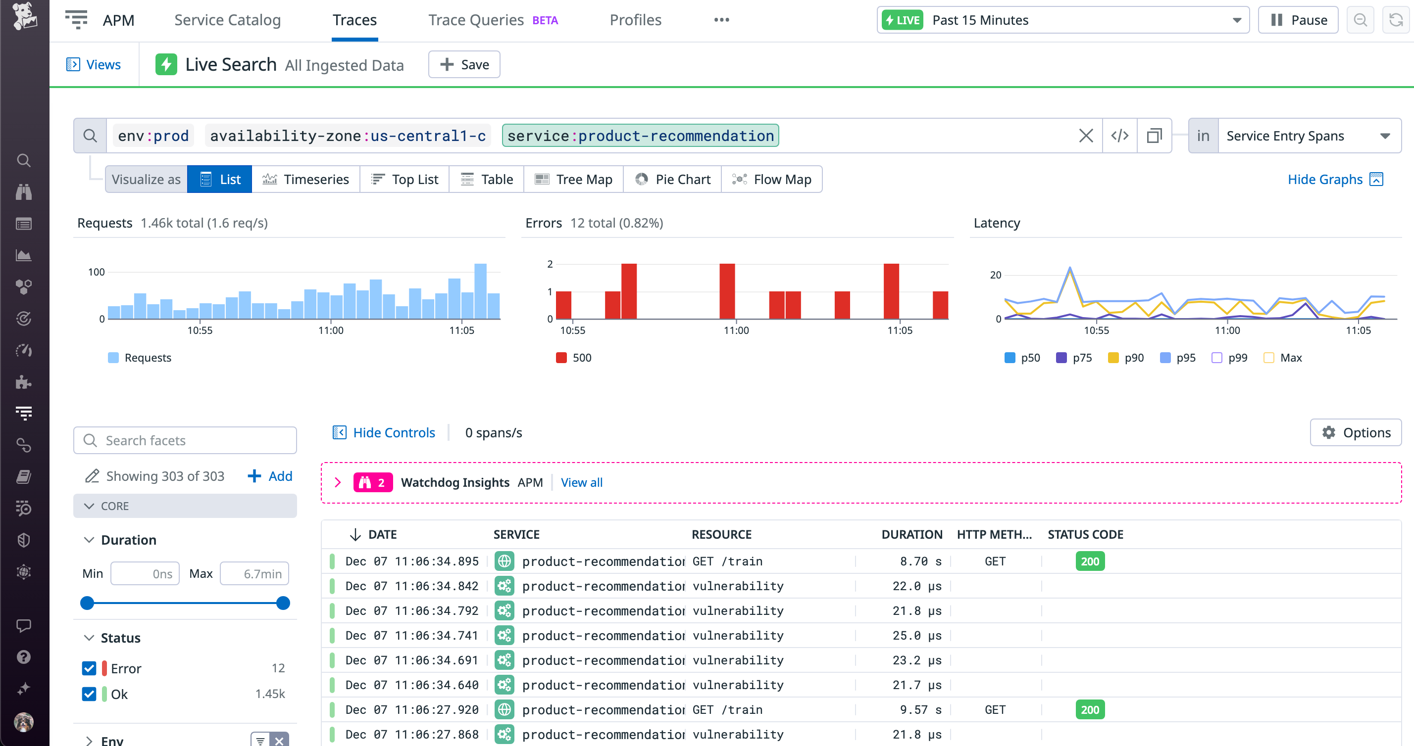 Search for traces with tags