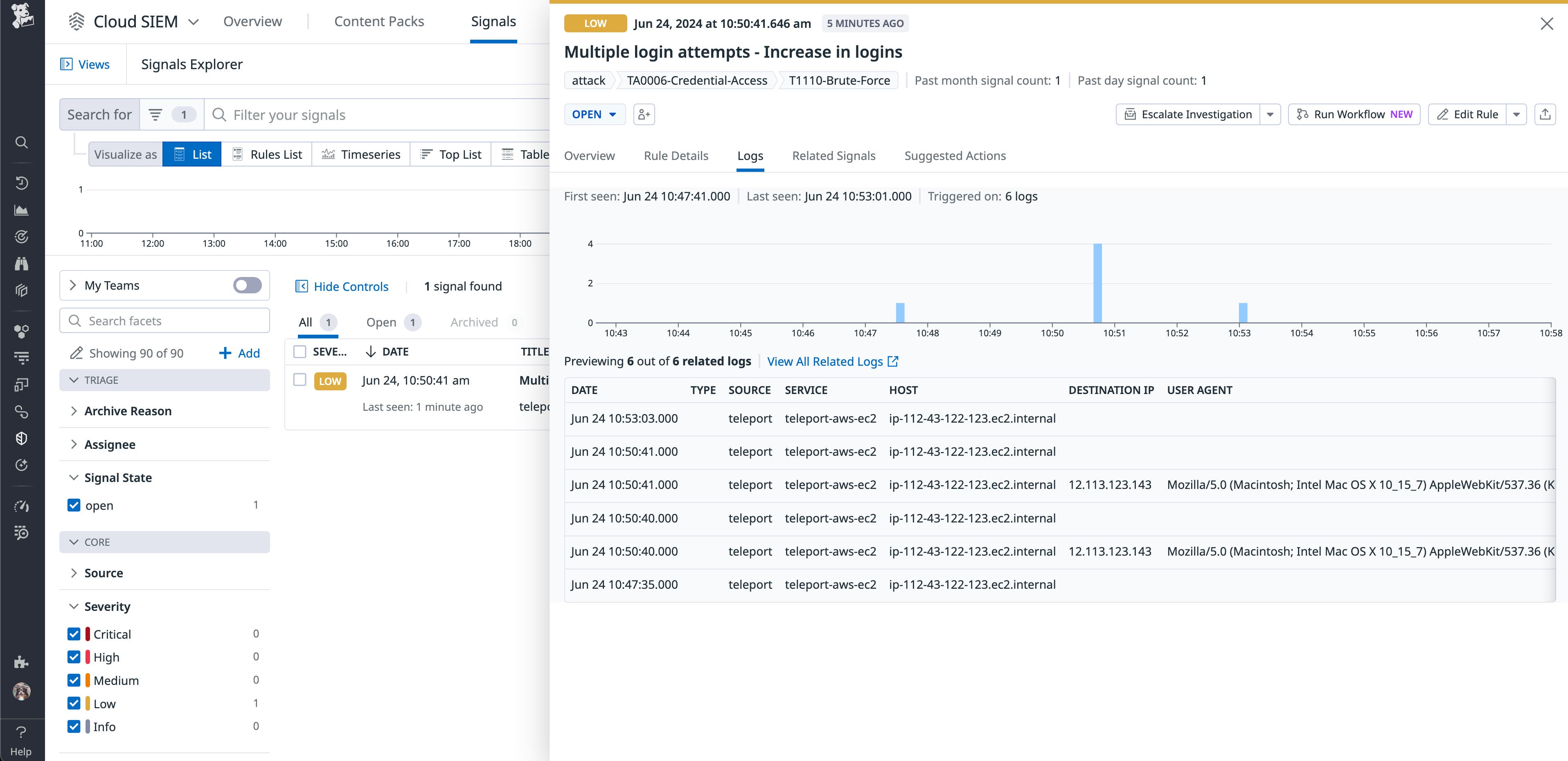 Teleport Cloud SIEM signal Teleport Cloud SIEM signal