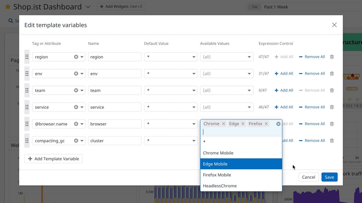 Select a subset of available values for your template variables Select a subset of available values for your template variables