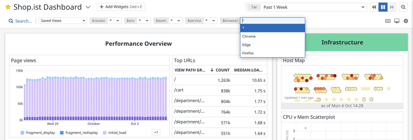 Viewing available values in a dashboard Viewing available values in a dashboard