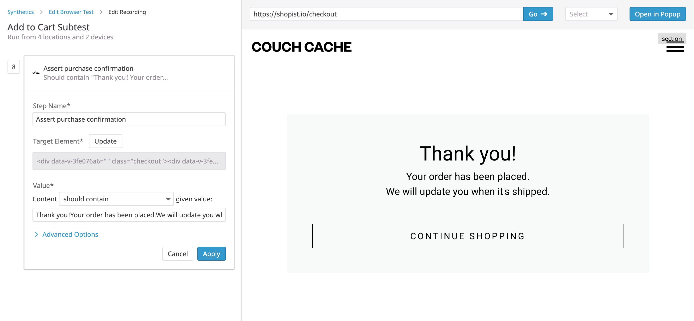 Use assertions to verify application behavior
