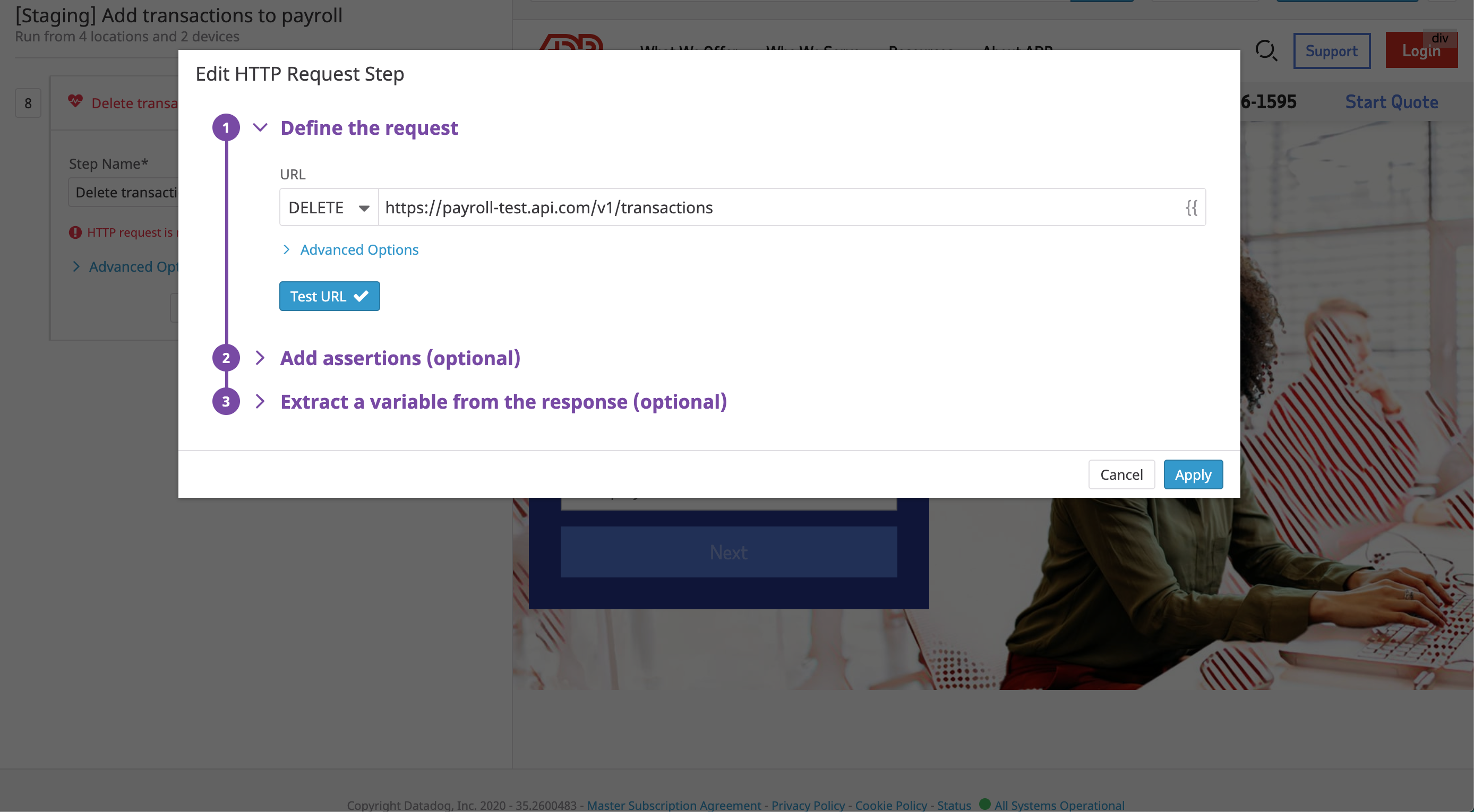 Use HTTP steps to delete test data