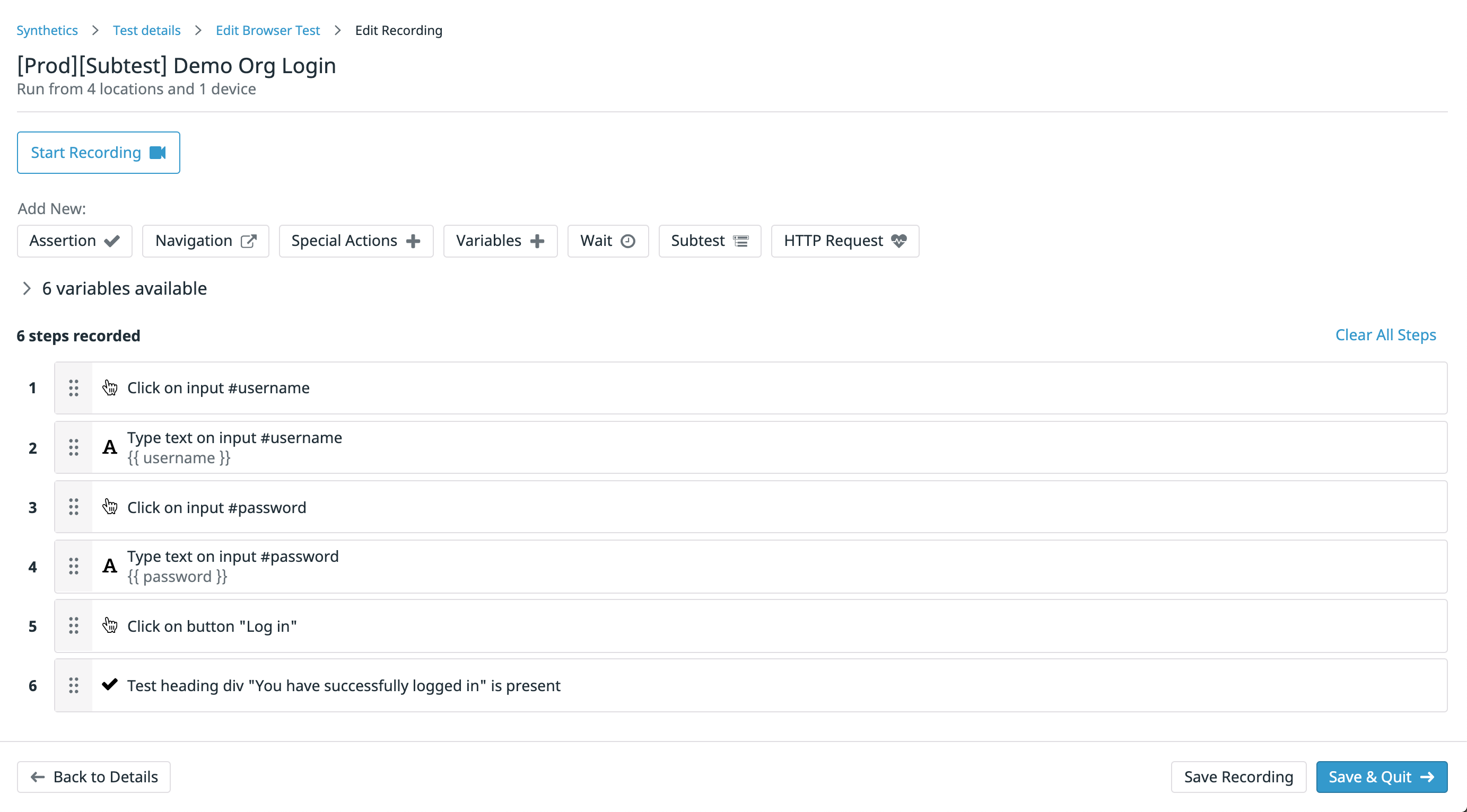 Use Datadog browser tests as subtests
