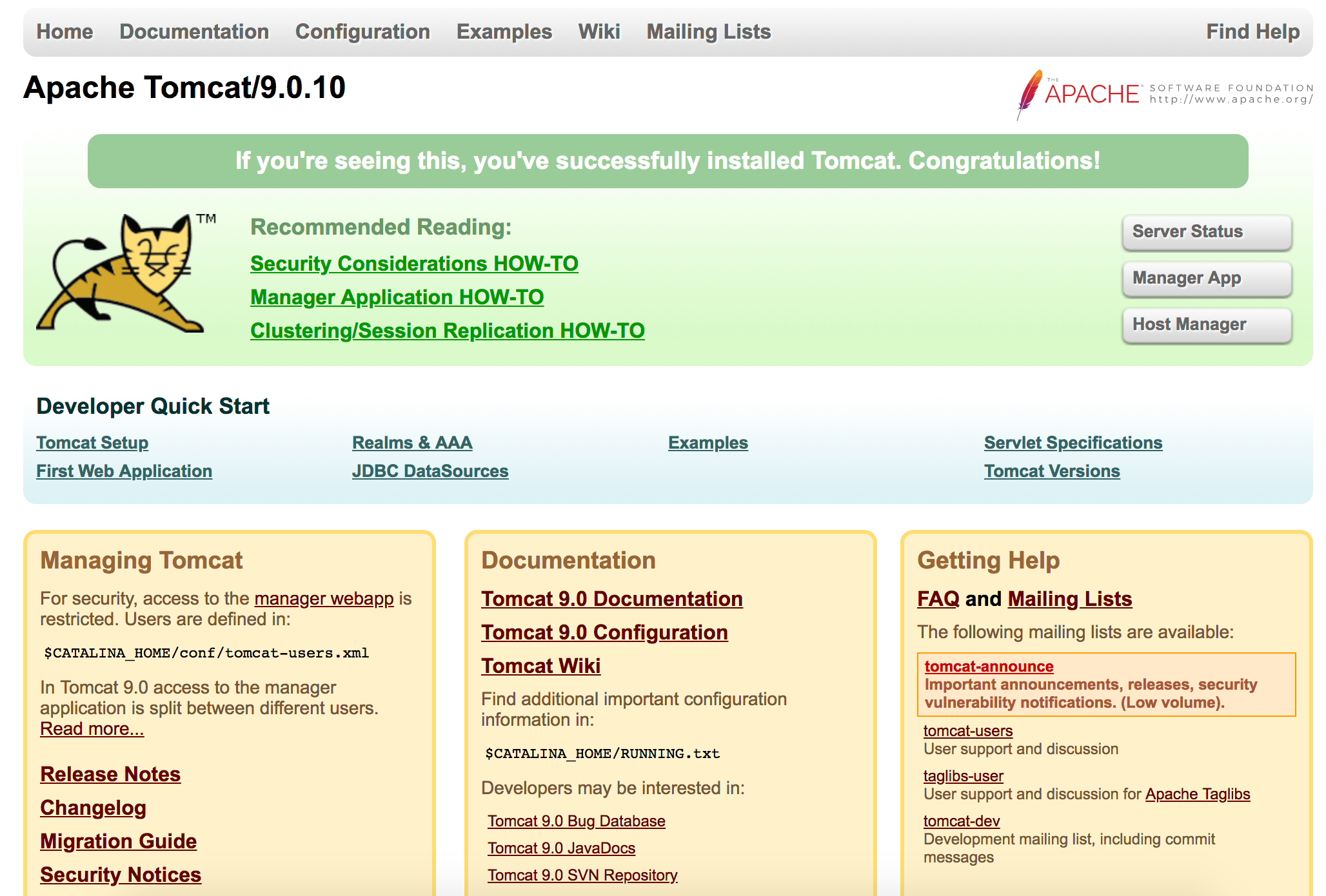 Tomcat monitoring page