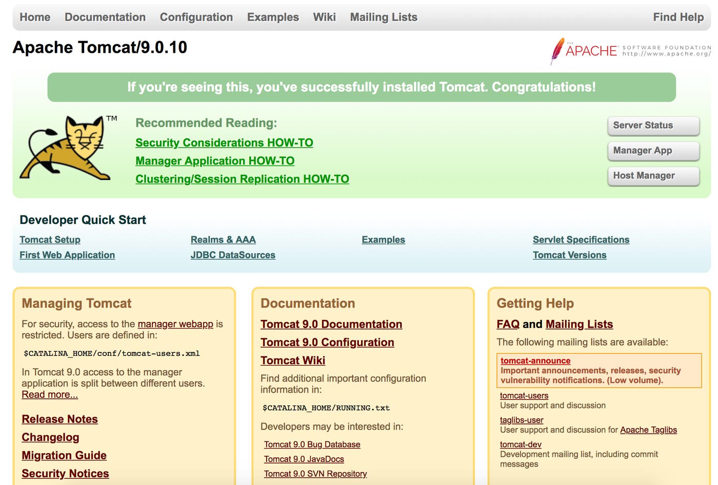Tomcat monitoring page Tomcat monitoring page
