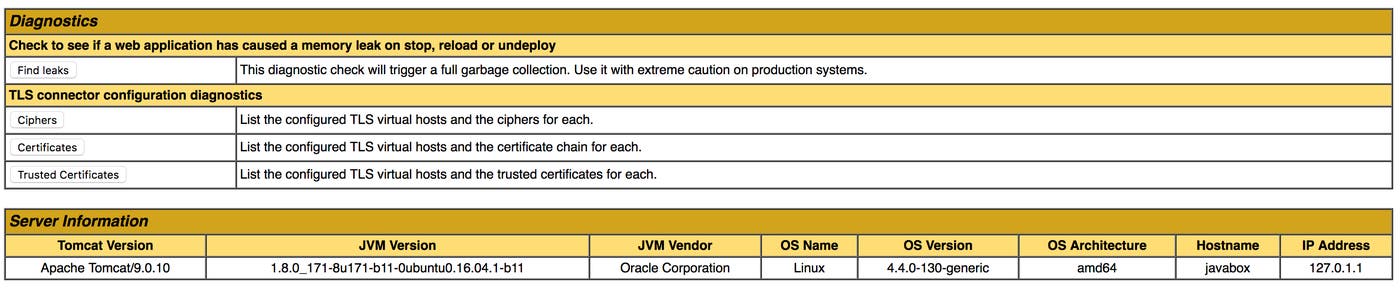 Diagnostics and Tomcat health check using Tomcat manager Diagnostics and Tomcat health check using Tomcat manager