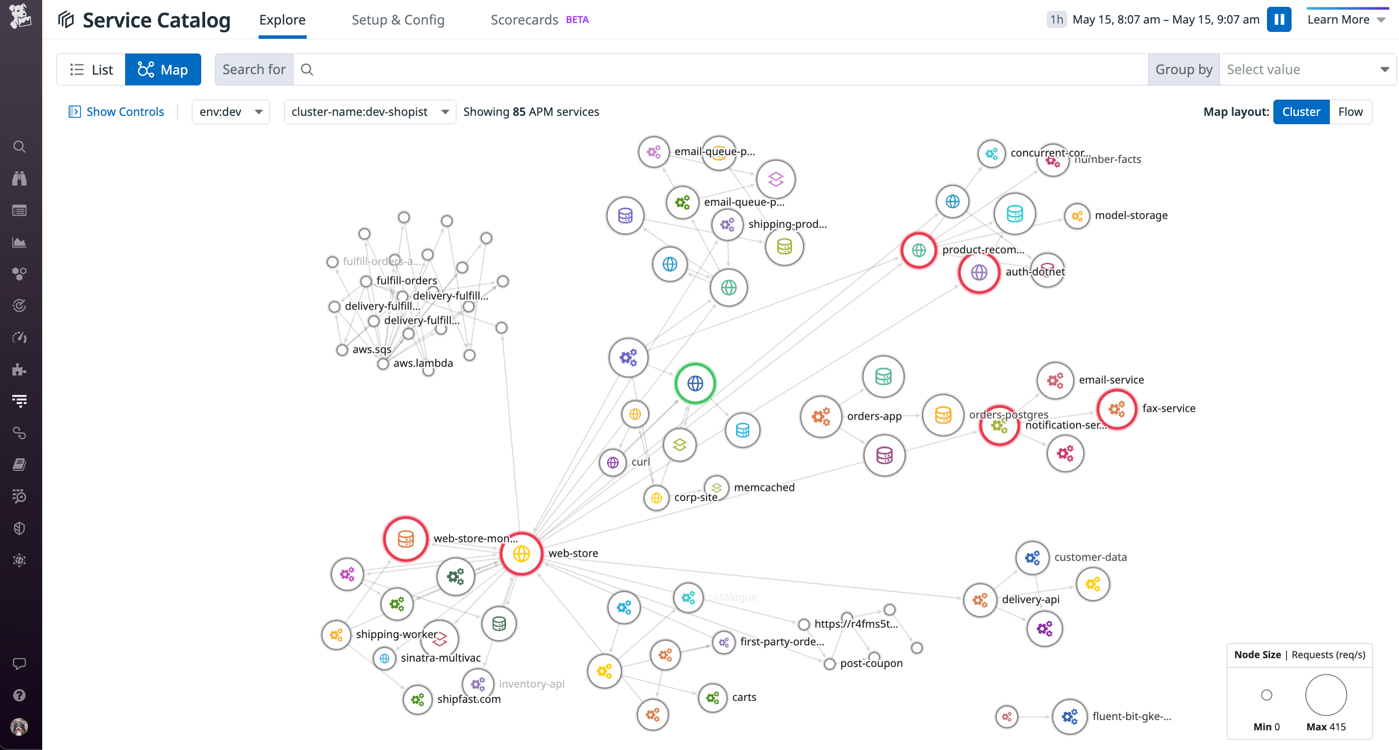 Datadog's Service Map for serverless visualizes how your Lambda functions fit into your services.
